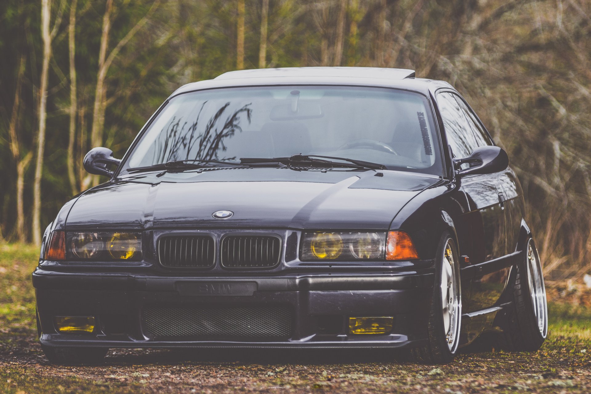 HD wallpaper bmw e35 m3 stance autumn leaves black