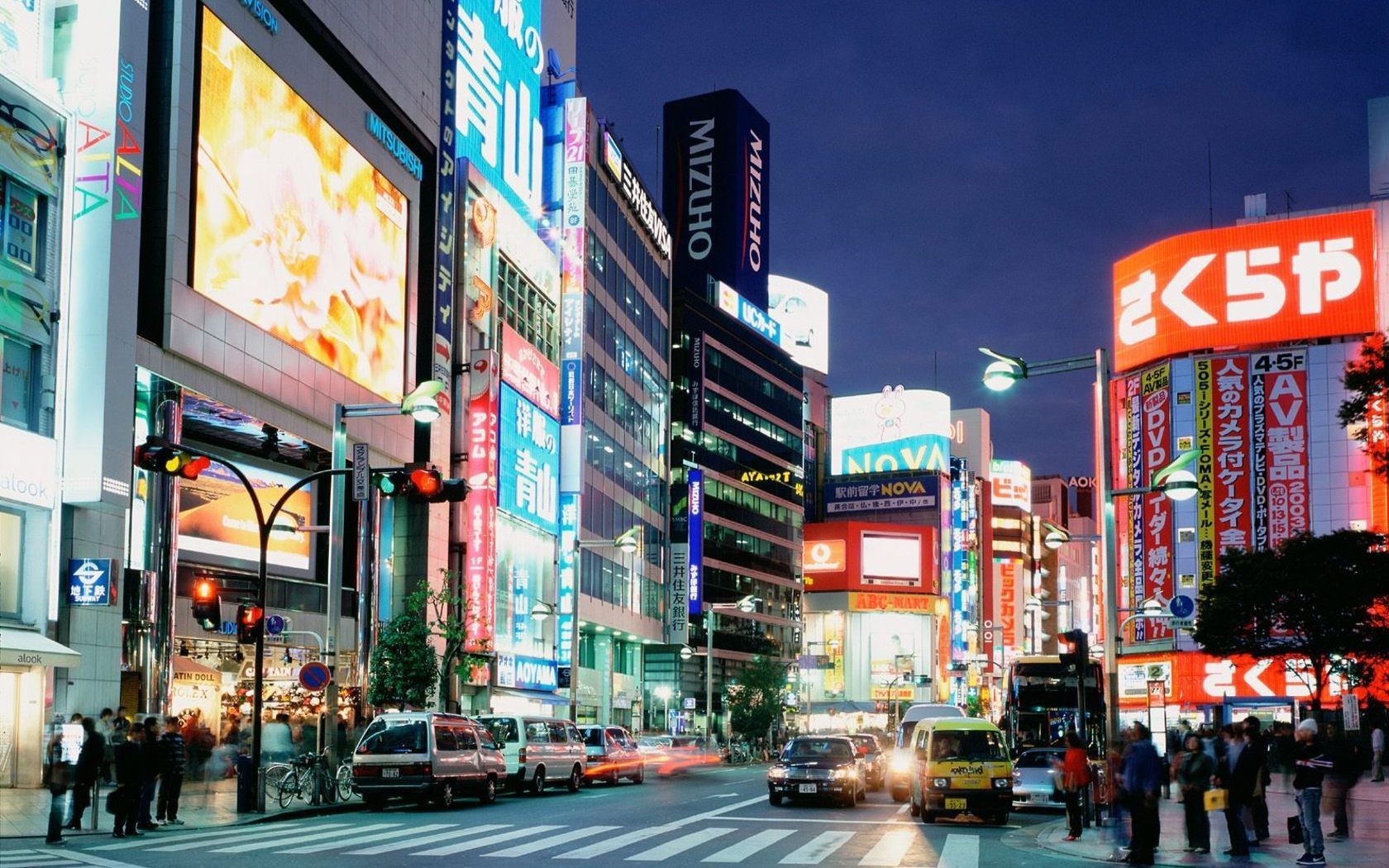 japan street motion advertising lights transition night