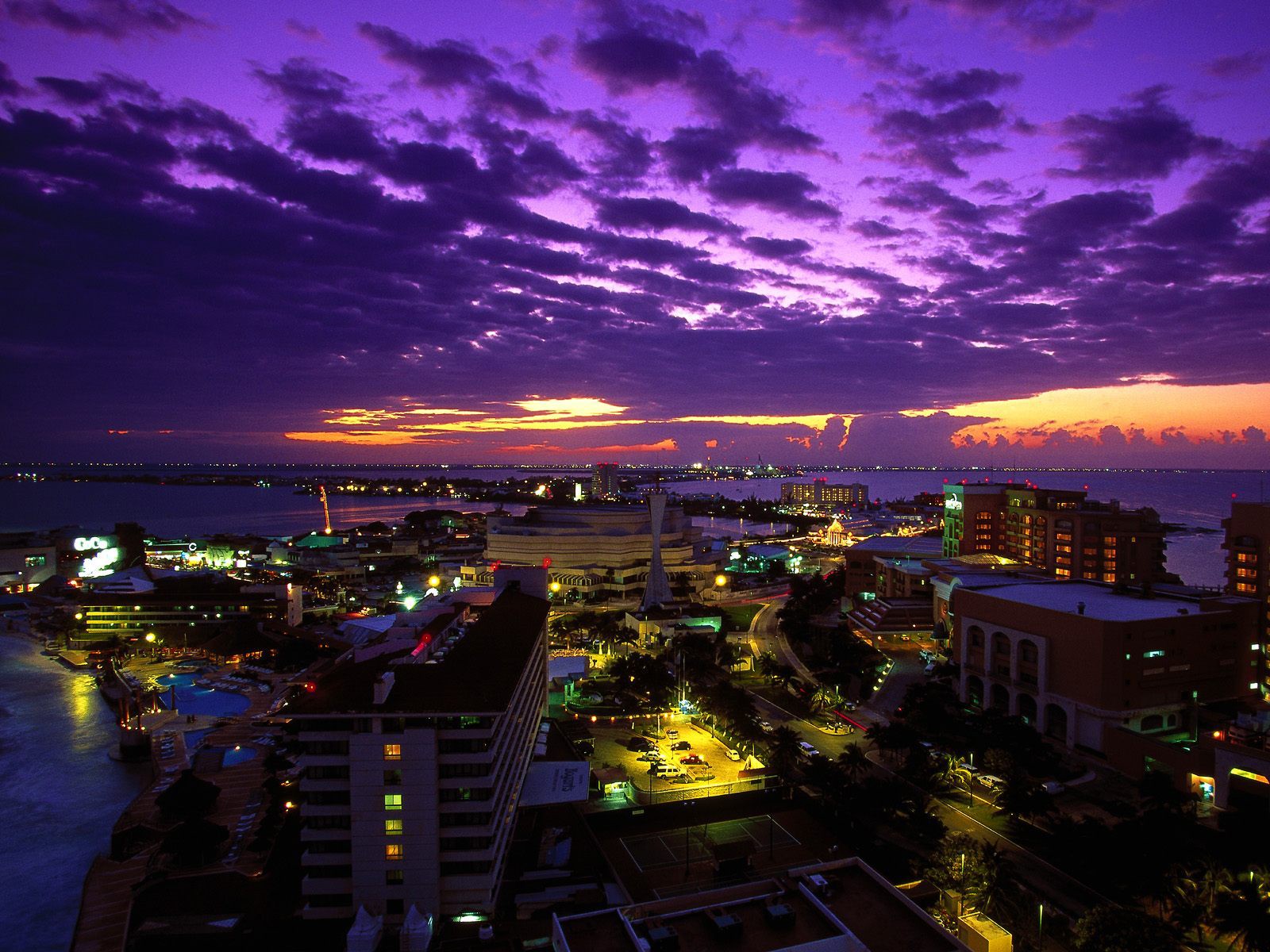 cancun at twilight mexico cancun sunset night town lights