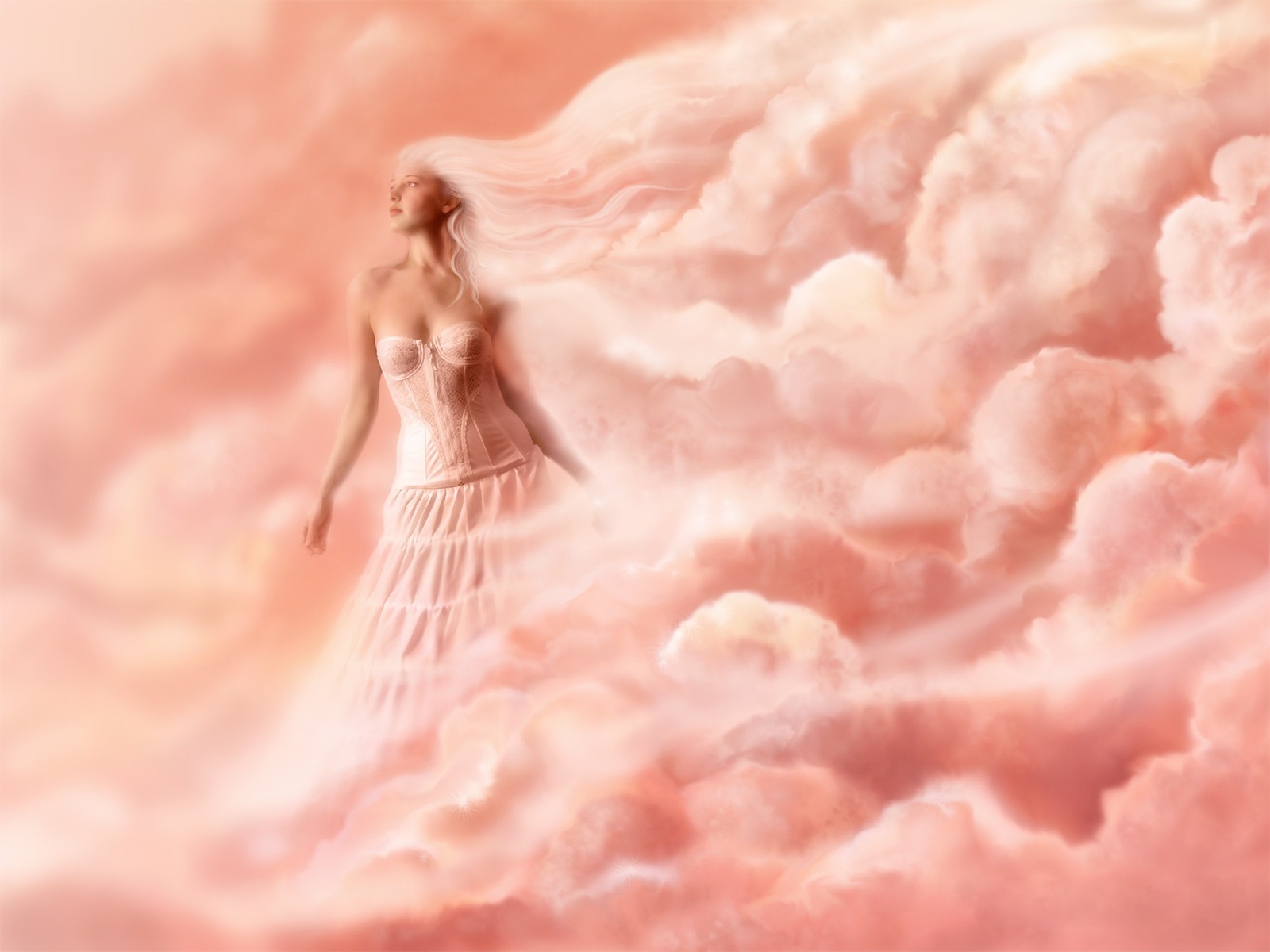clouds pink women
