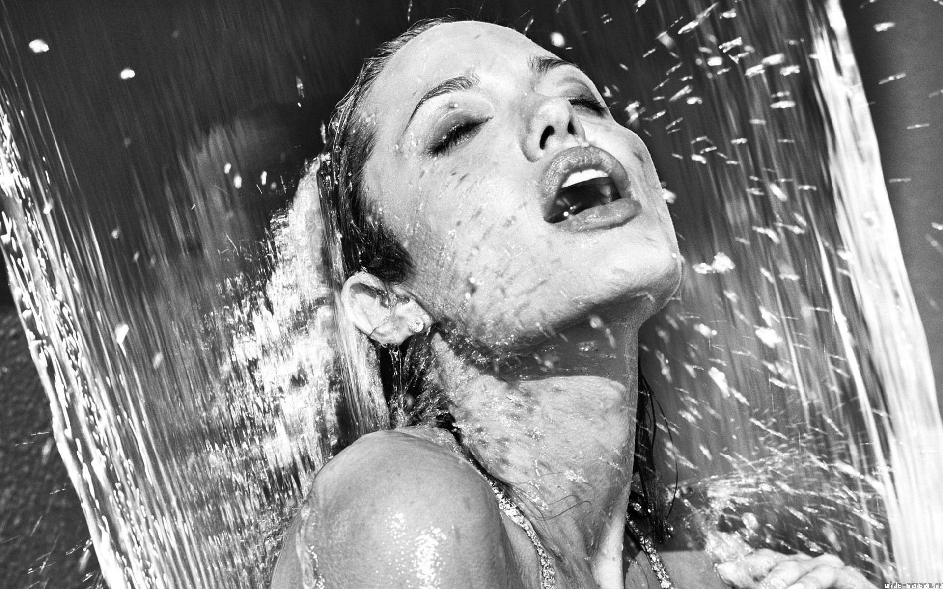 shower water black and white angelina jolie
