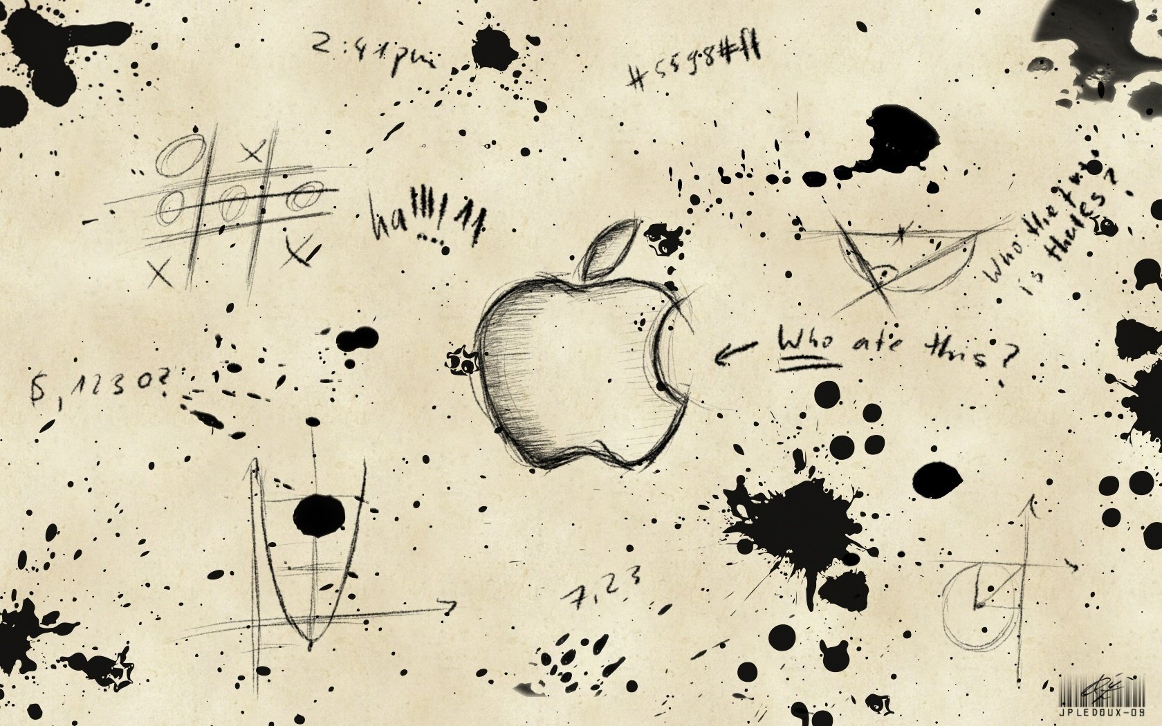 Apple logo drawn with a black pen