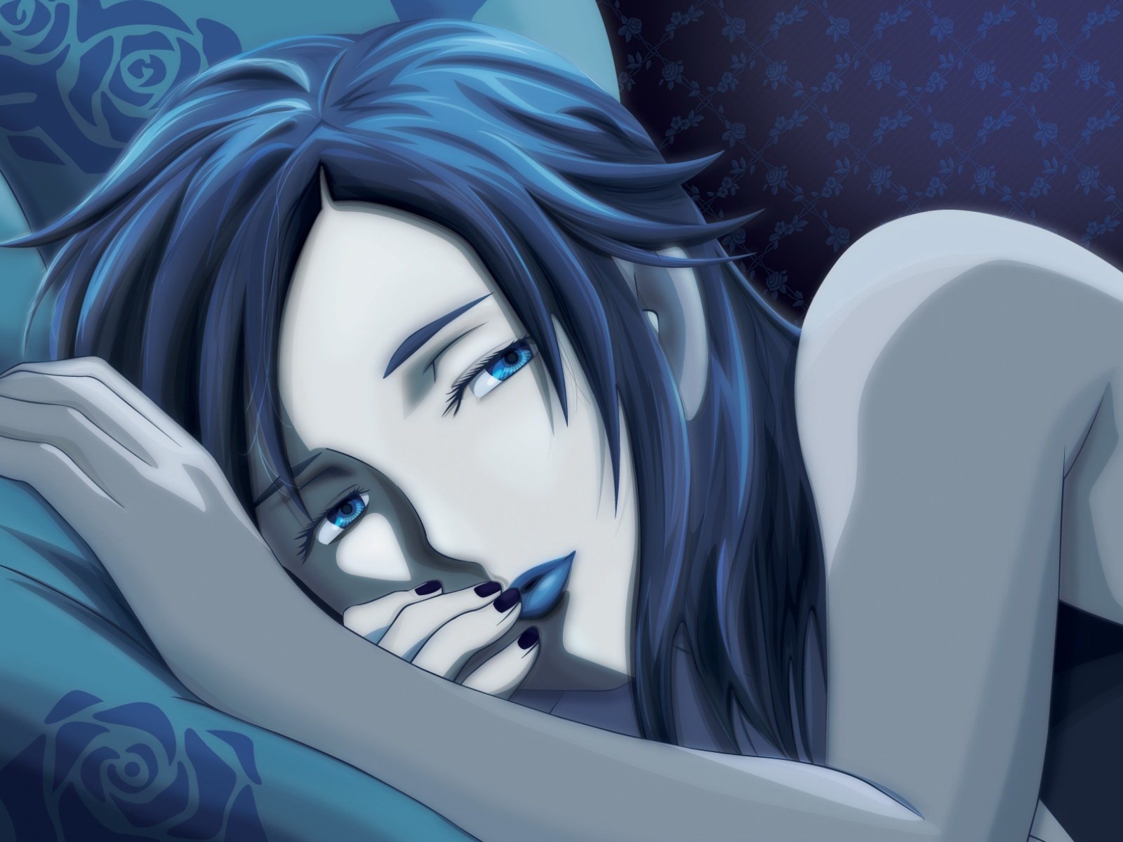 girl blue view sadness picture