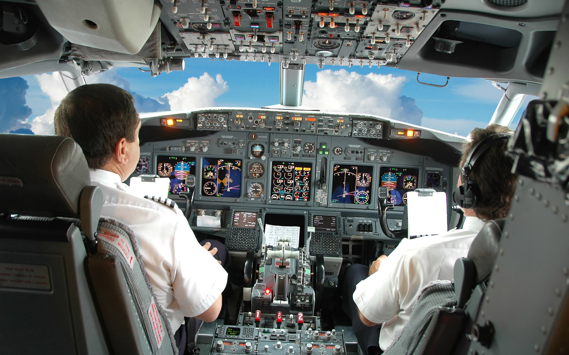 plane cabin drivers sky clouds appliances