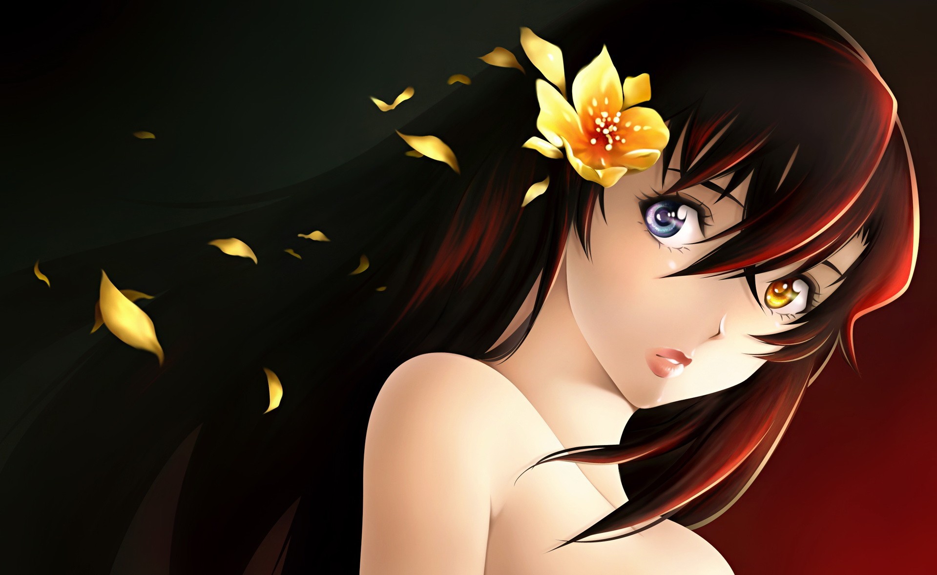 anime girl hair flower