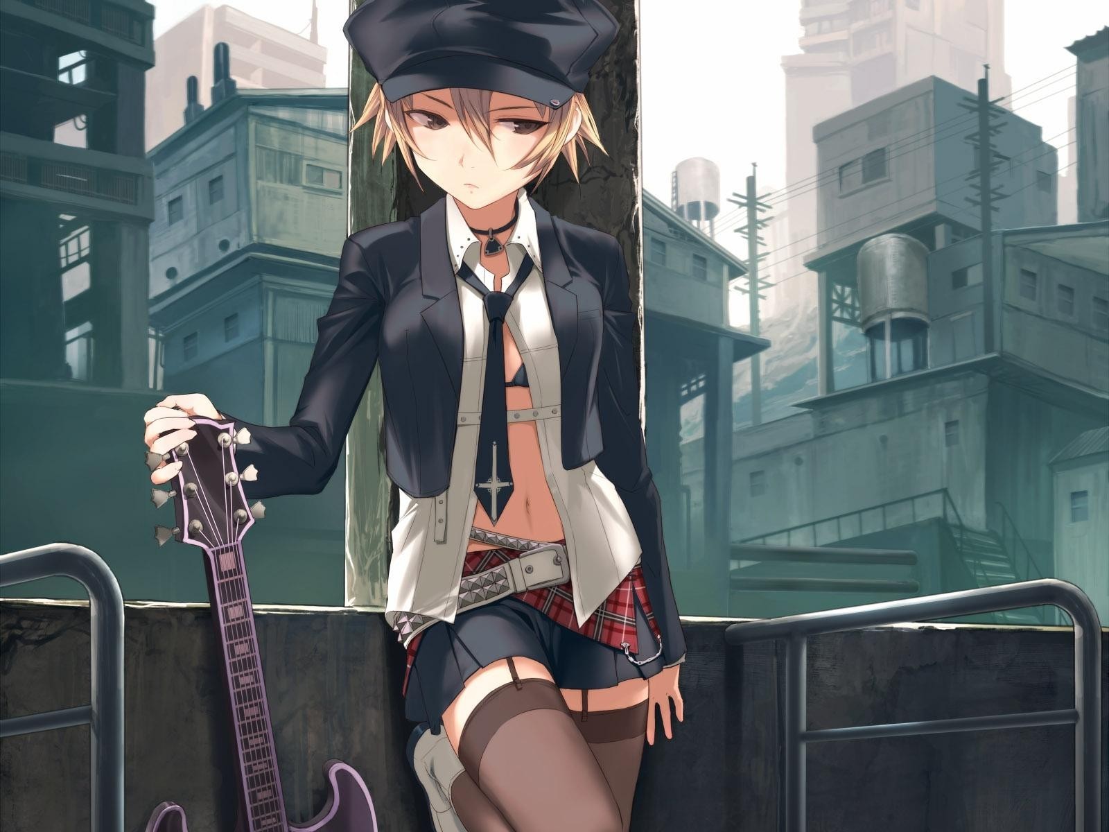 anime guitars punk rocker girl guitar