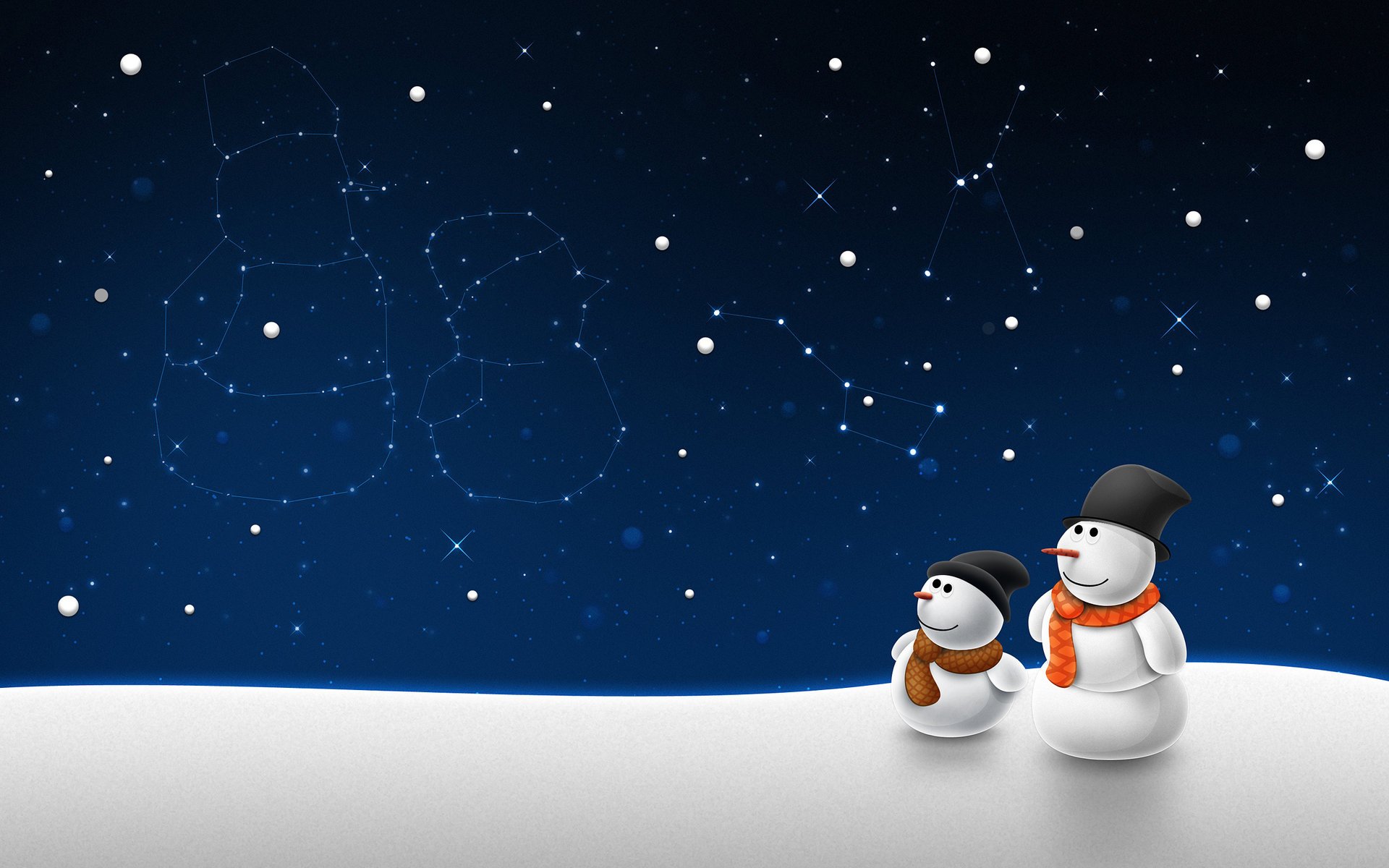 Snowmen look at their star image