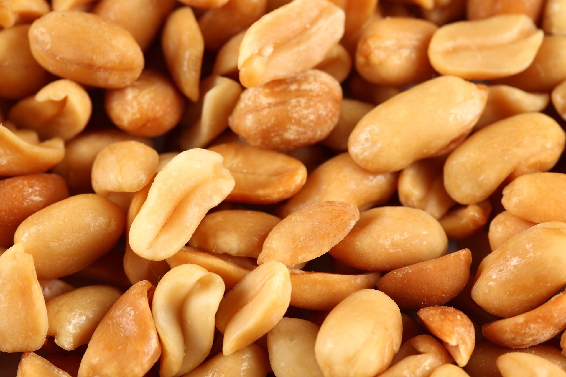 Peeled peanut beans in macro photography