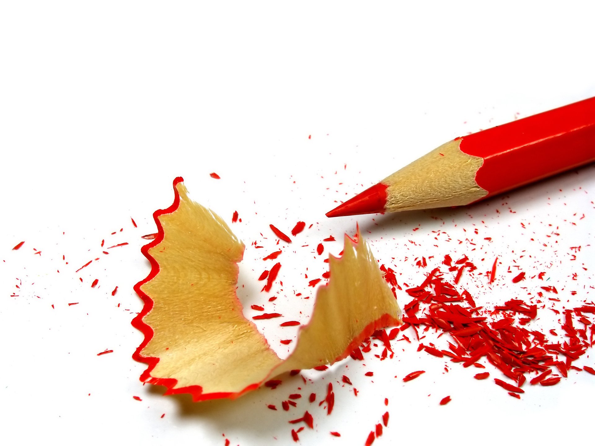 Large red pencil shavings