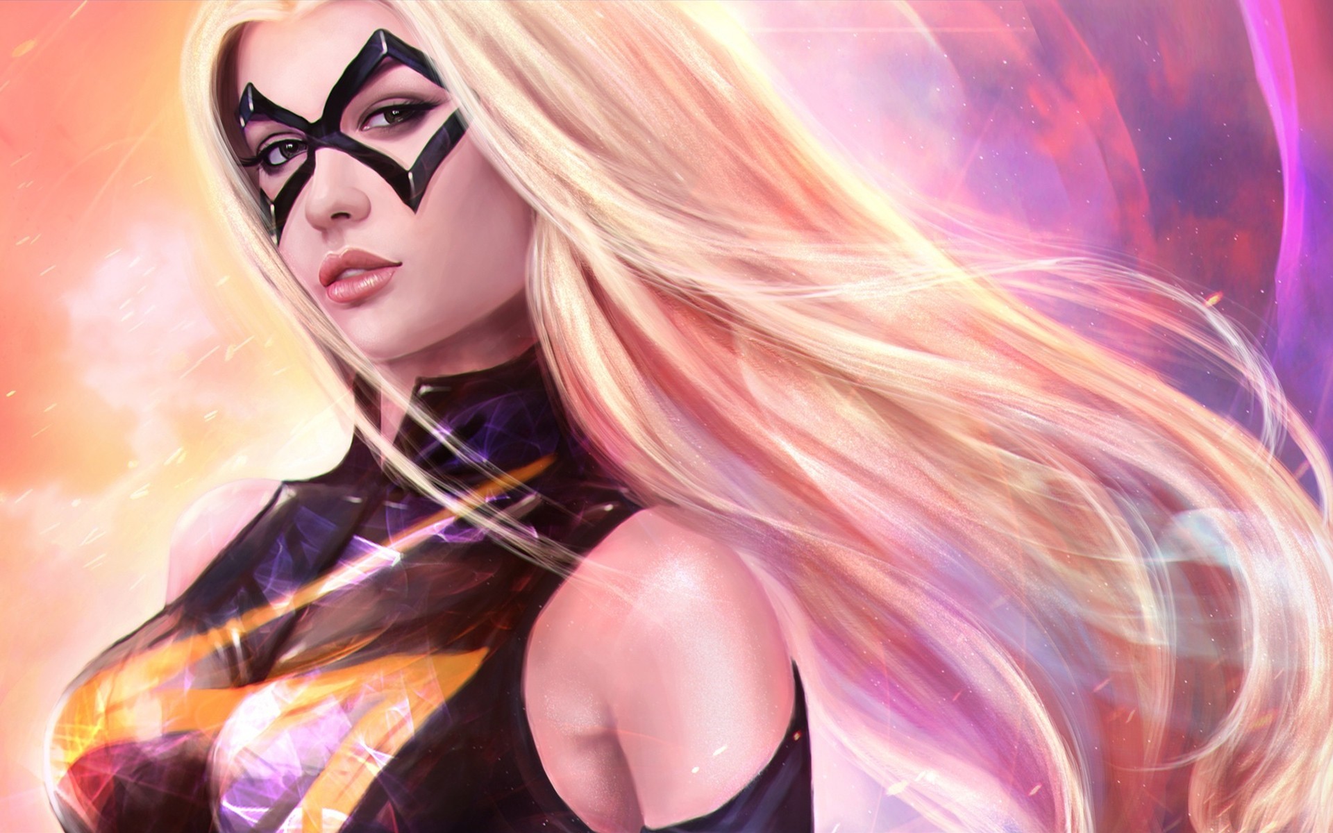 HD wallpaper painting hair girls ms. marvel views superheroes marvel blonde