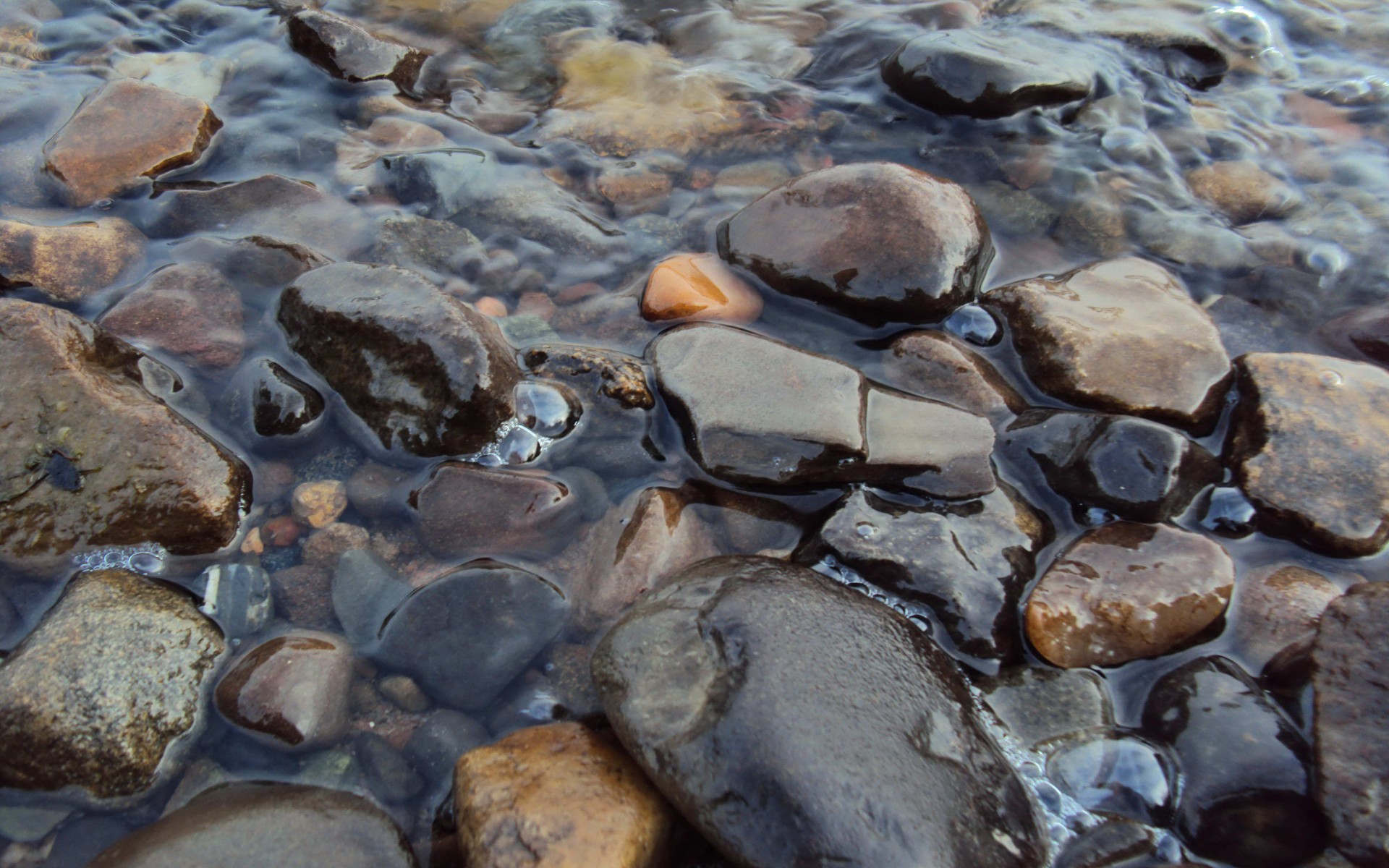 Камни в воде фото The shore of a rocky beach in the water Desktop Wallpapers