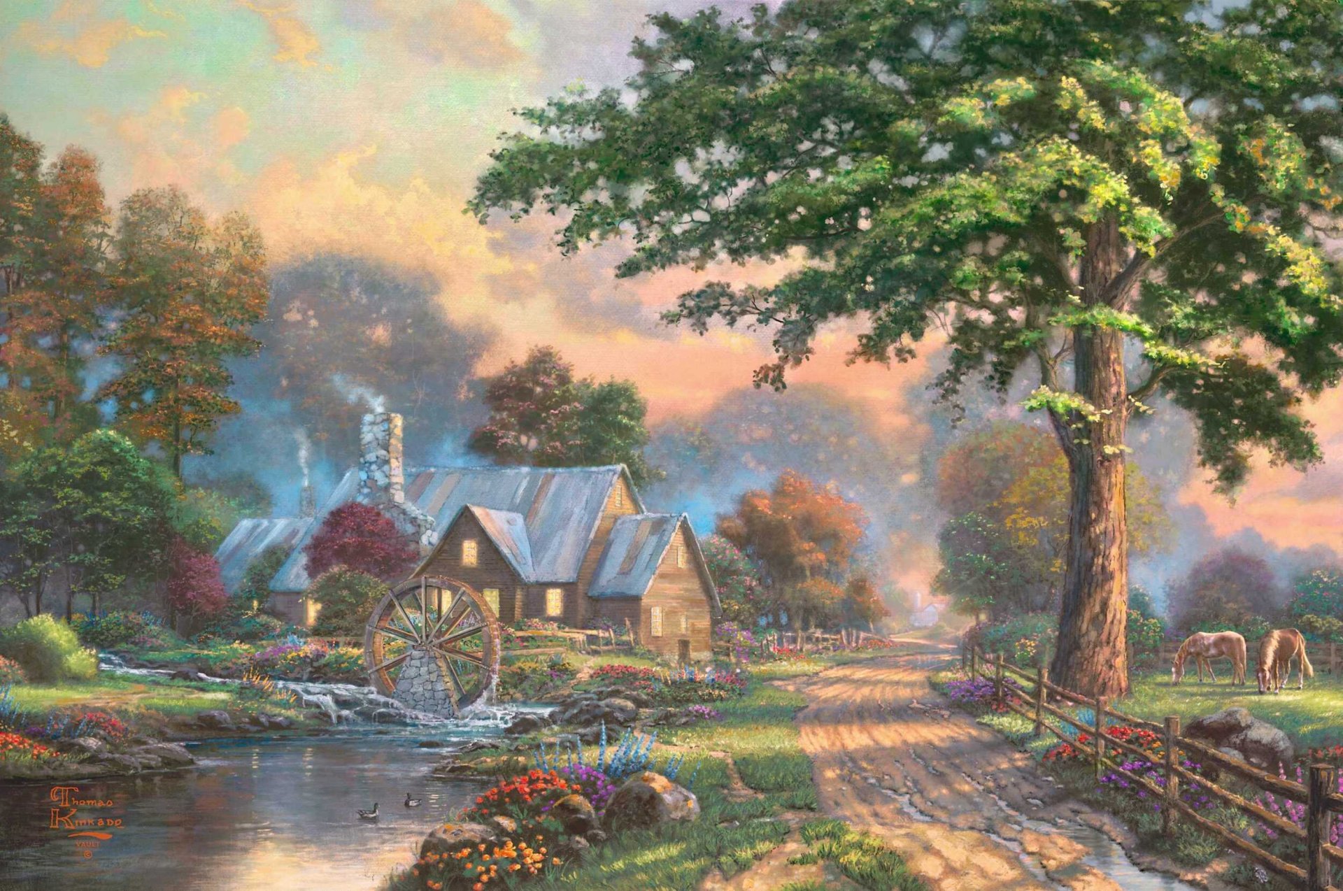 HD wallpaper simpler times thomas kinkade painting kinkade summer