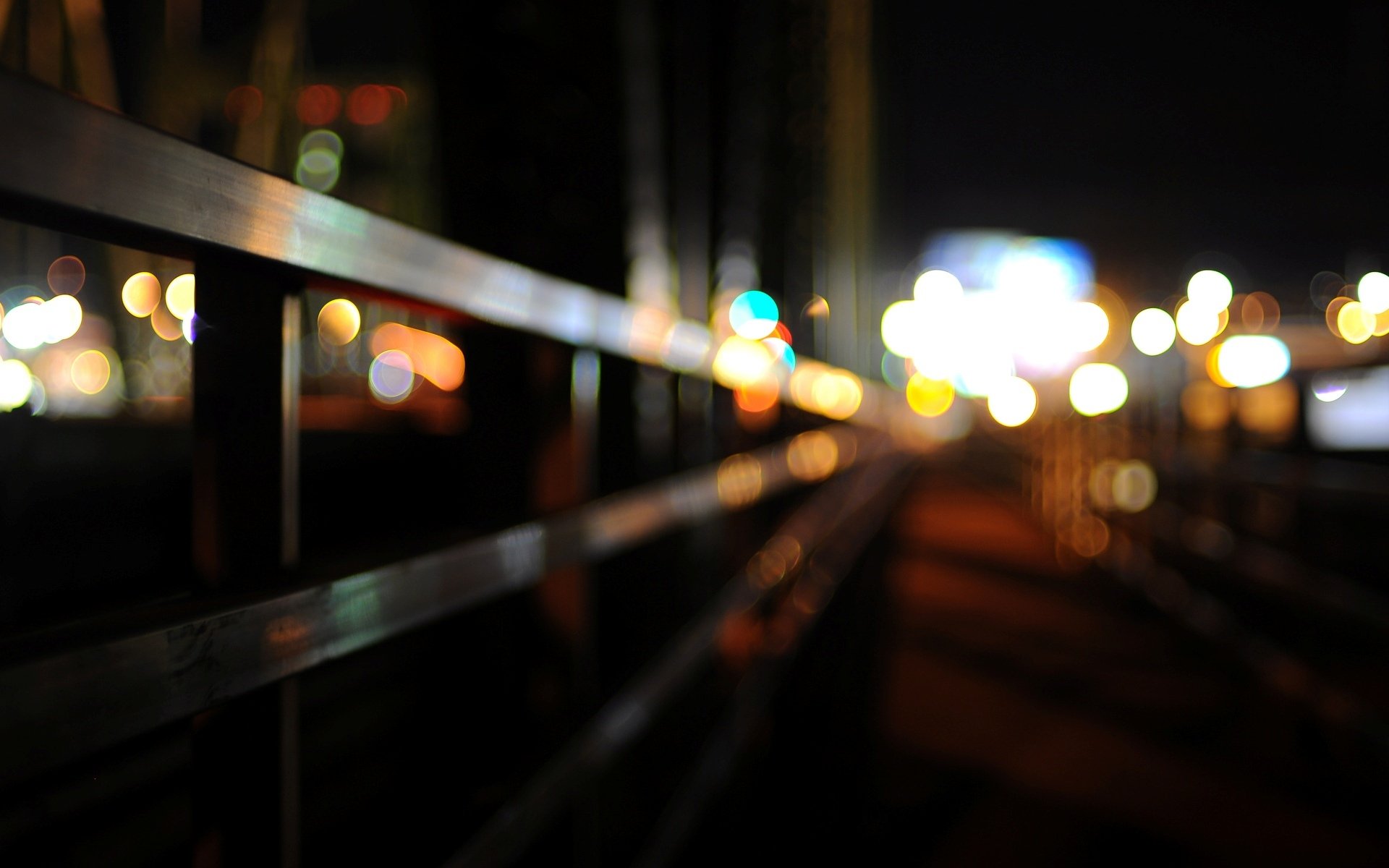 HD wallpaper close up bokeh blur town lights fencing macro background