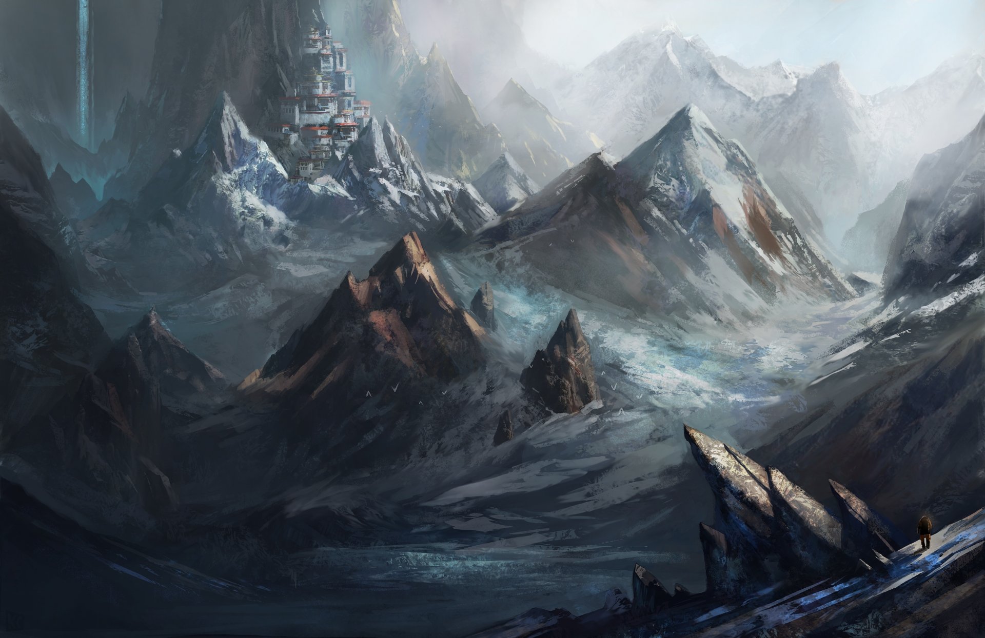 art mountain rock castle