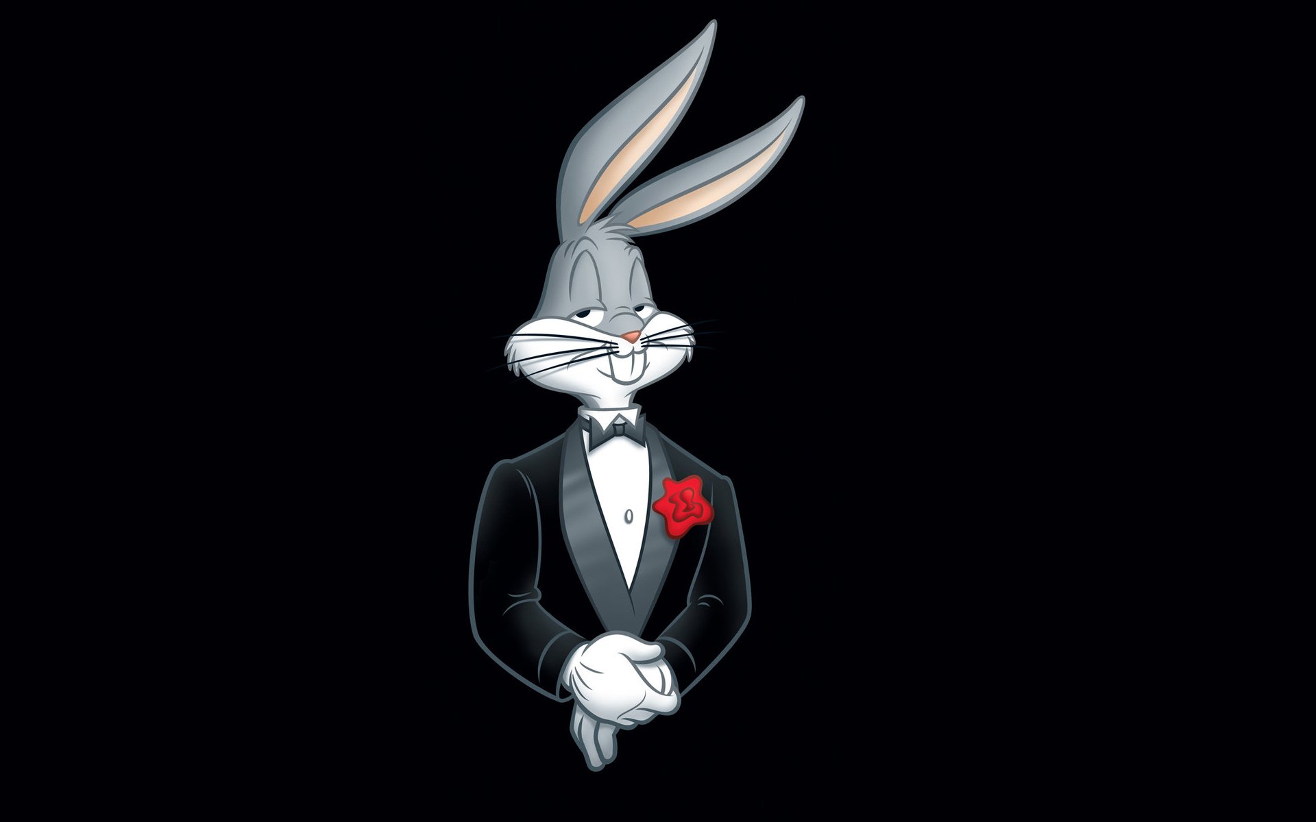 looney tunes funny ringtones bugs bunny rabbit tuxedo flower black background minimalism