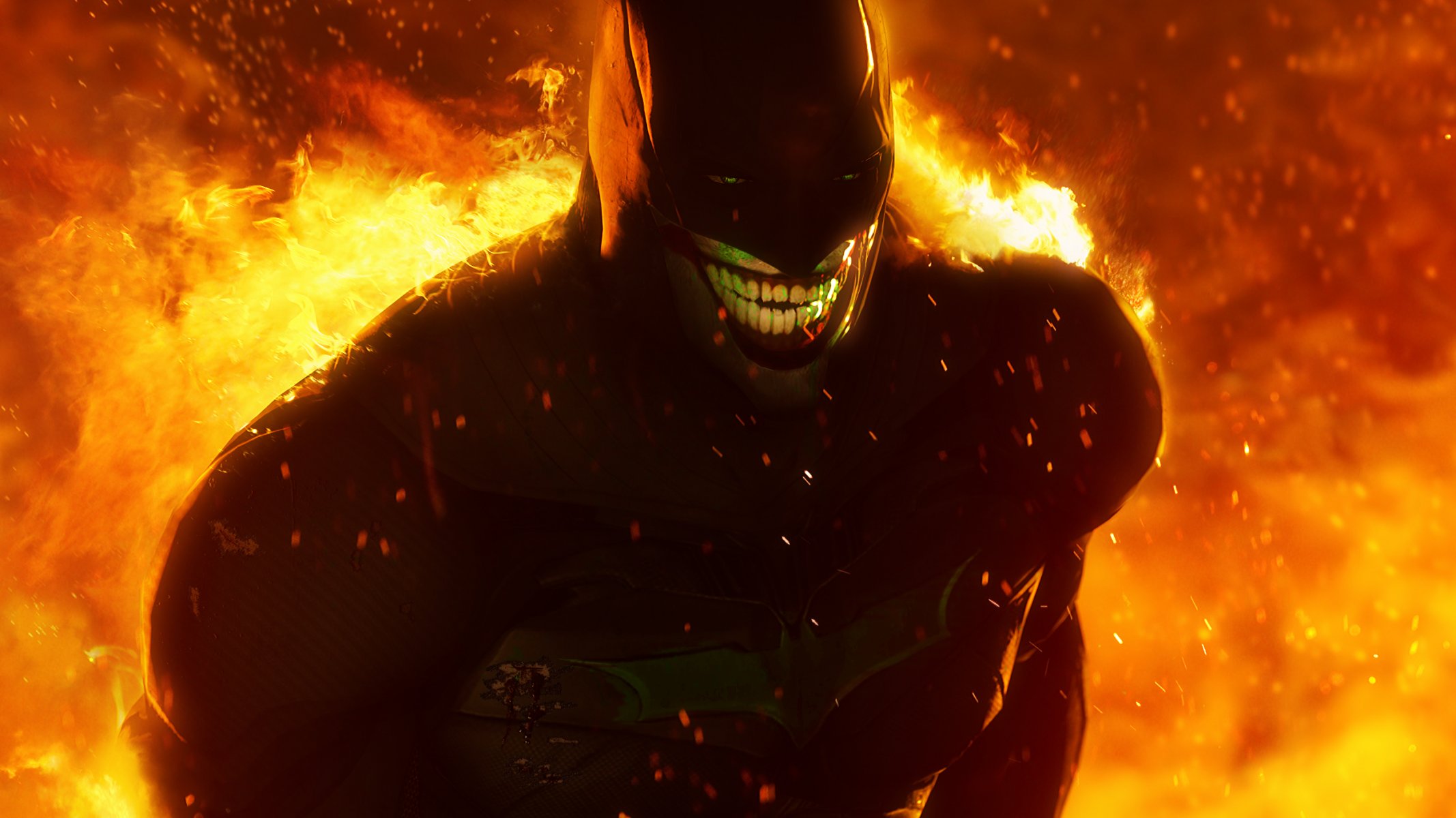 HD wallpaper batman ds fan art joker smile mask fire