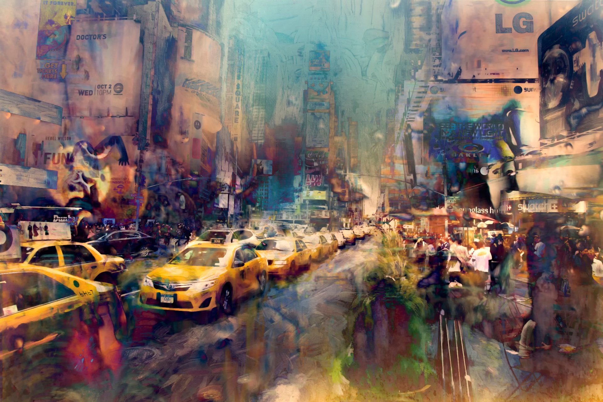 HD wallpaper times square new york city street paint smears art