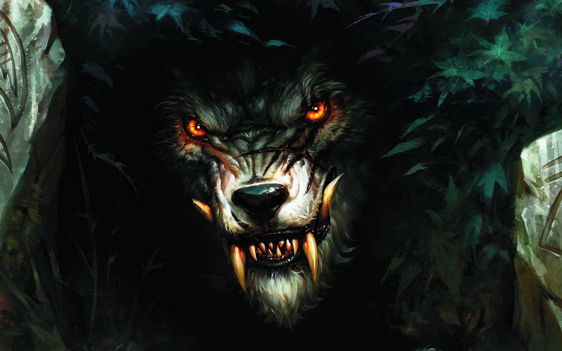 wolf werewolf bush teeth