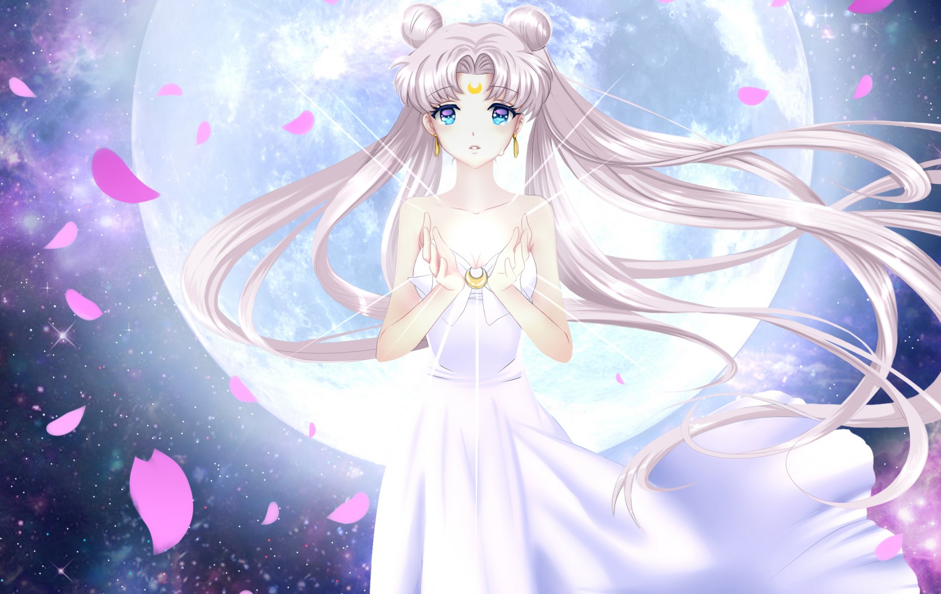 bishoujo senshi sailor moon serenity girl moon petals