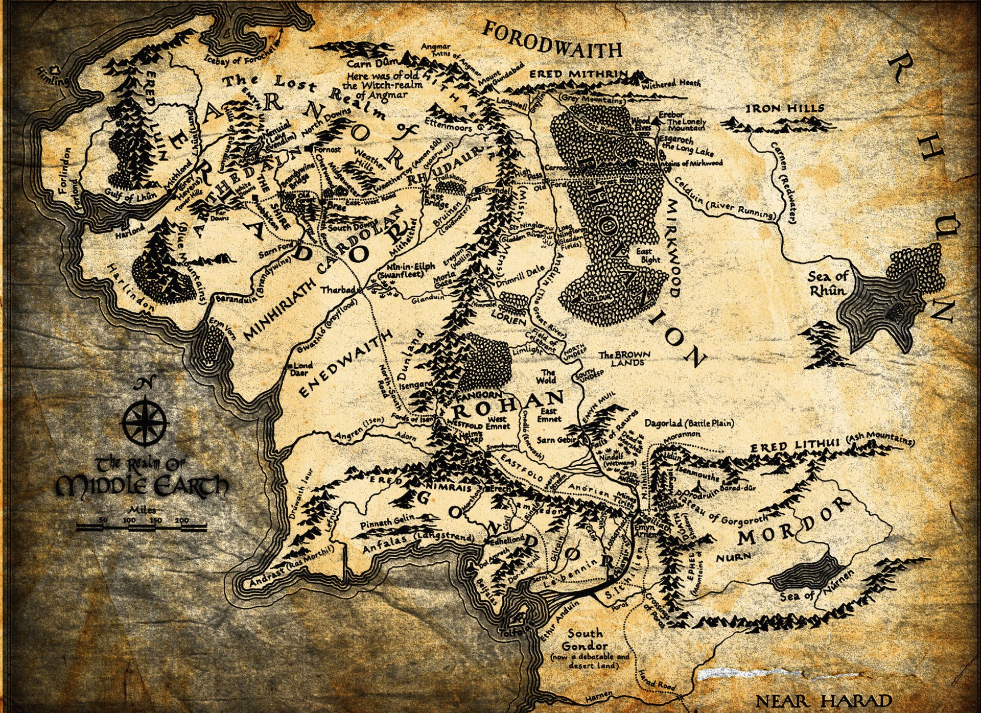 A map from the Lord of the Rings