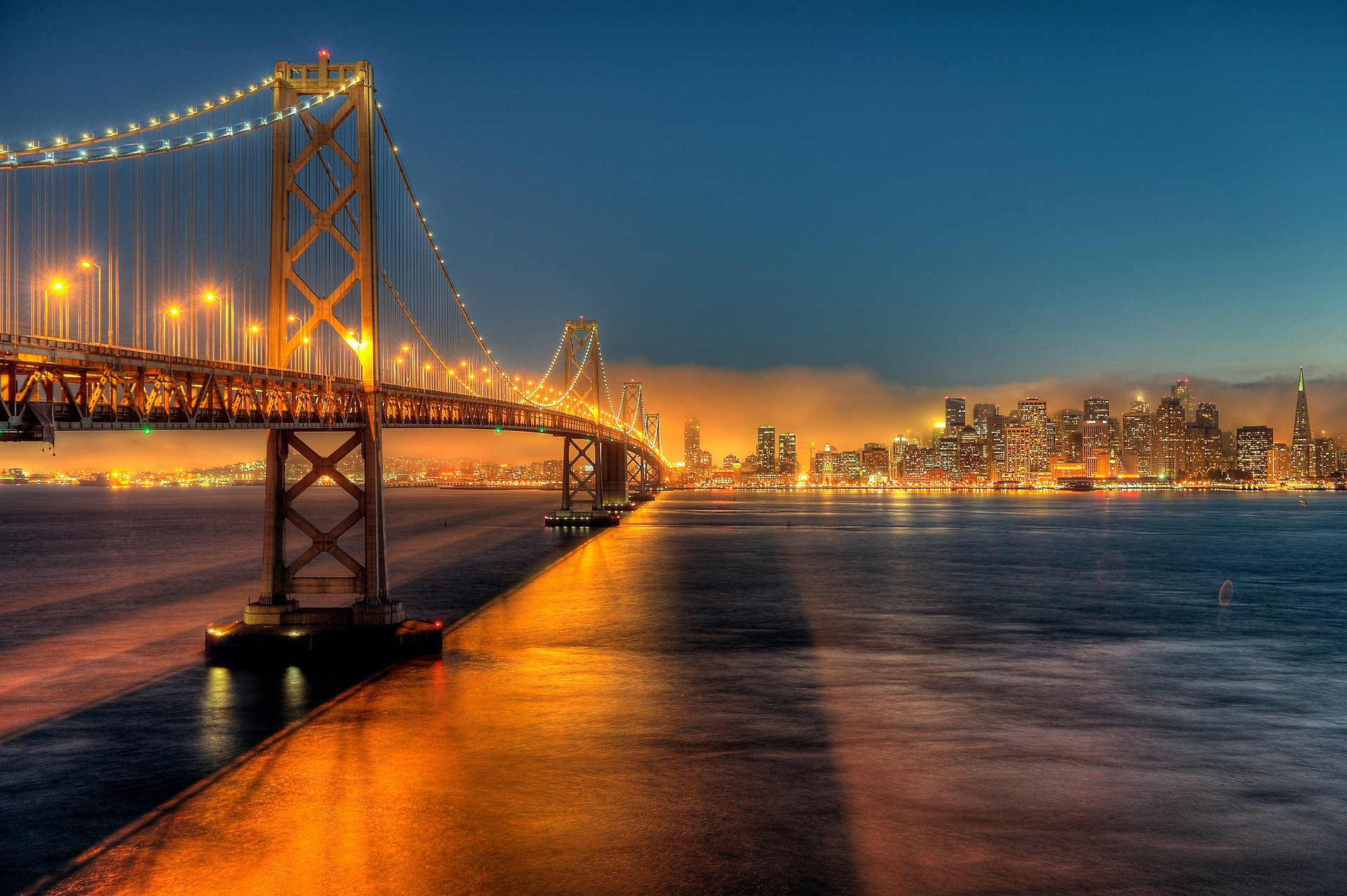 San Francisco Bridge at sunset. evening