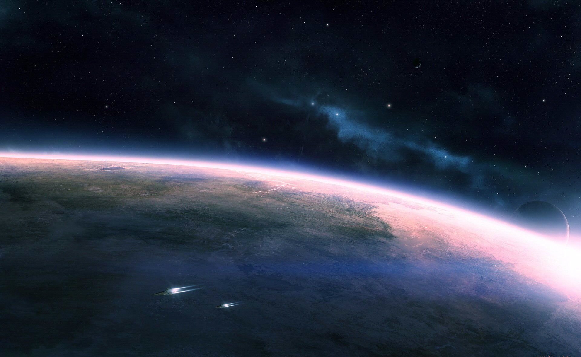 space planet ships star