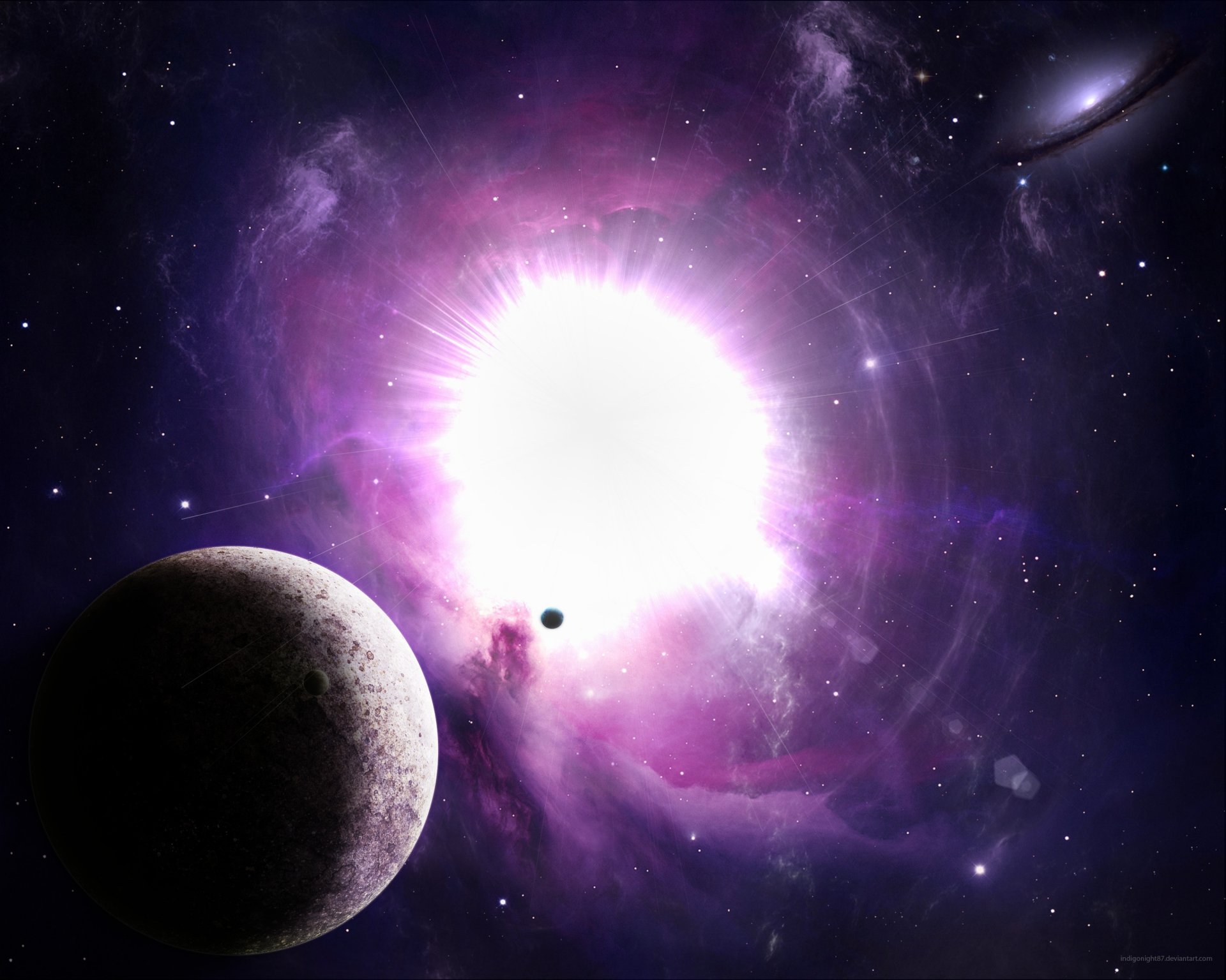 explosion star planet flash galaxy light