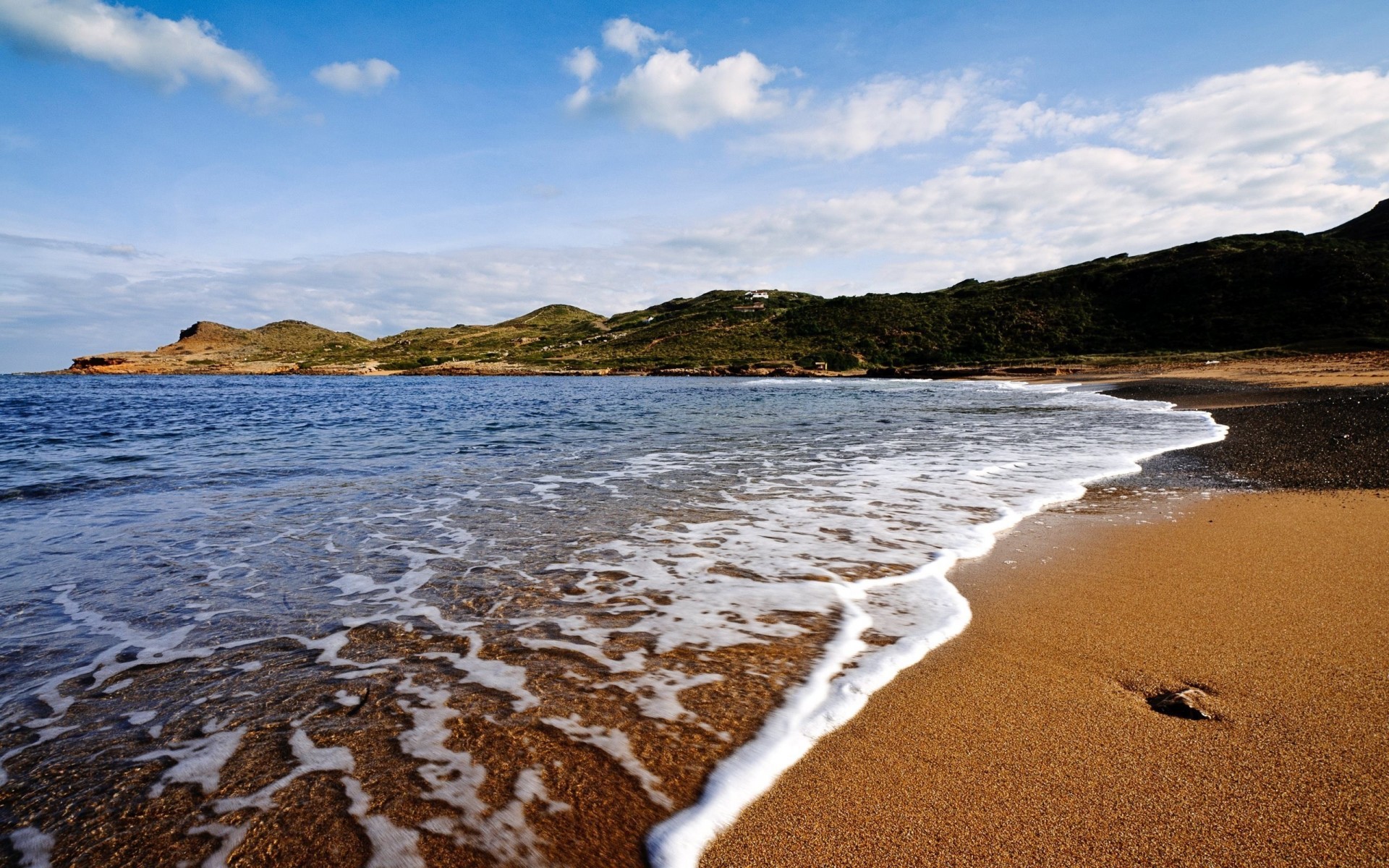 sand sea waves blue sky beach