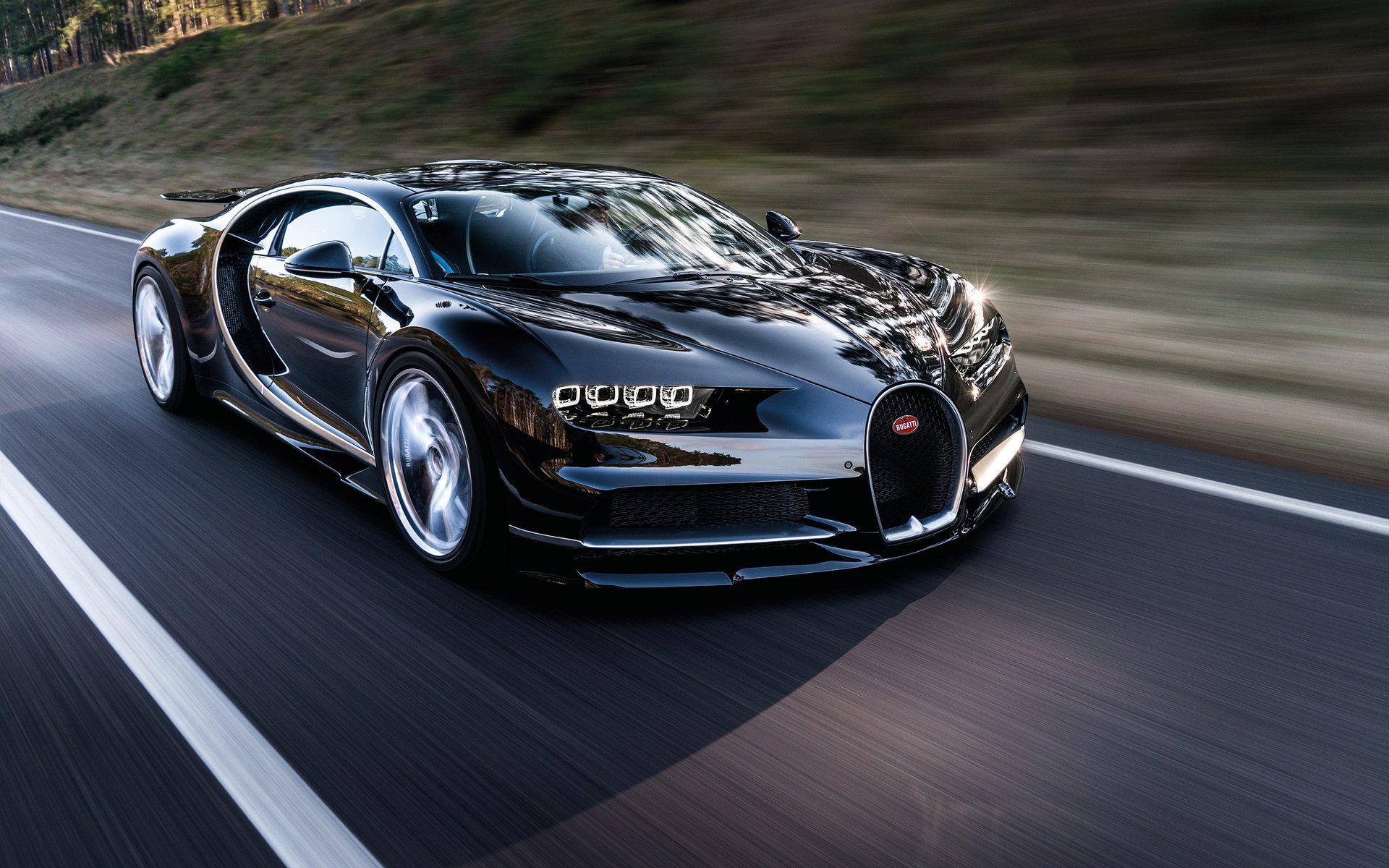Bugatti at full speed on the road