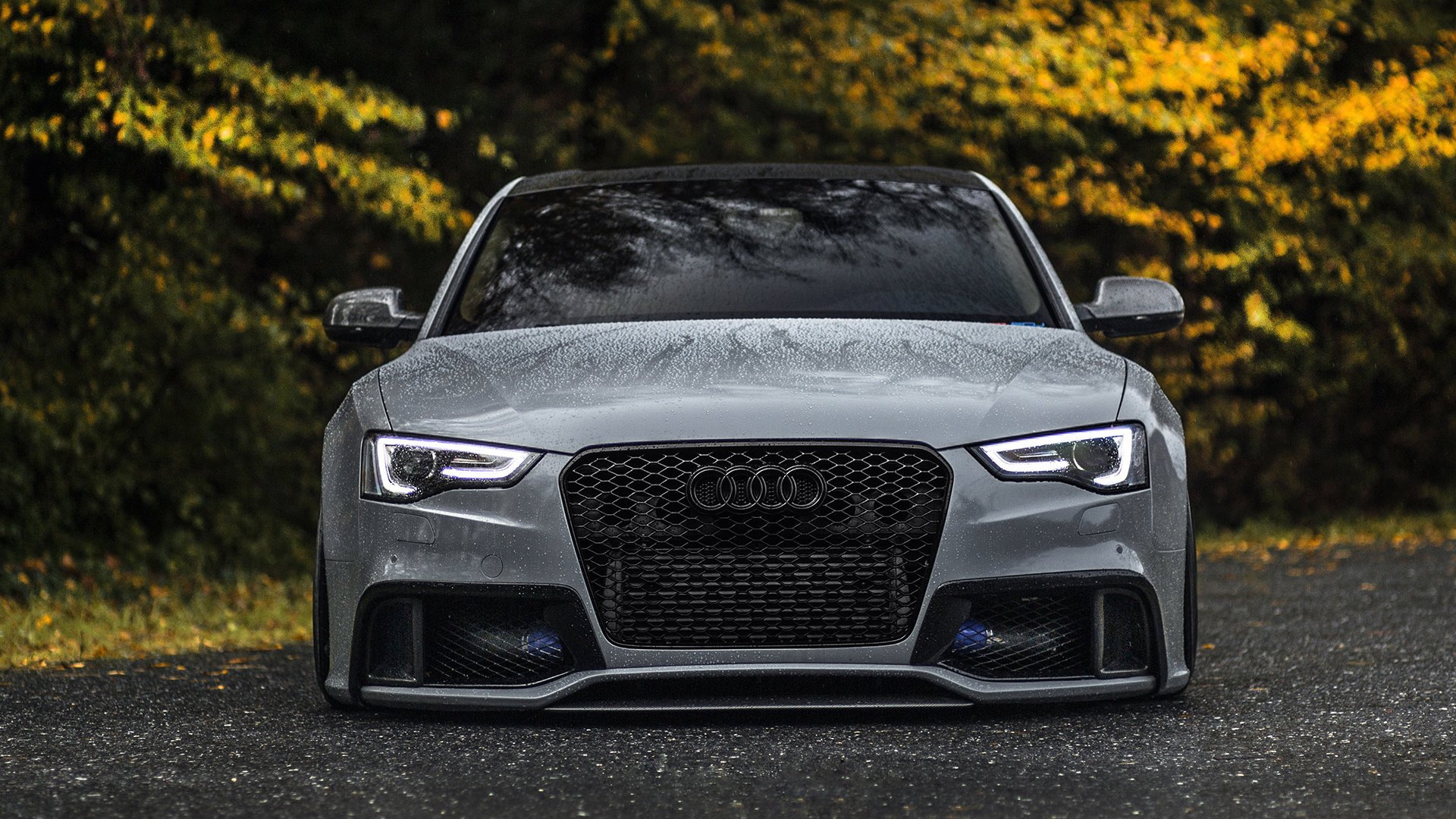 Audi with full-face headlights on