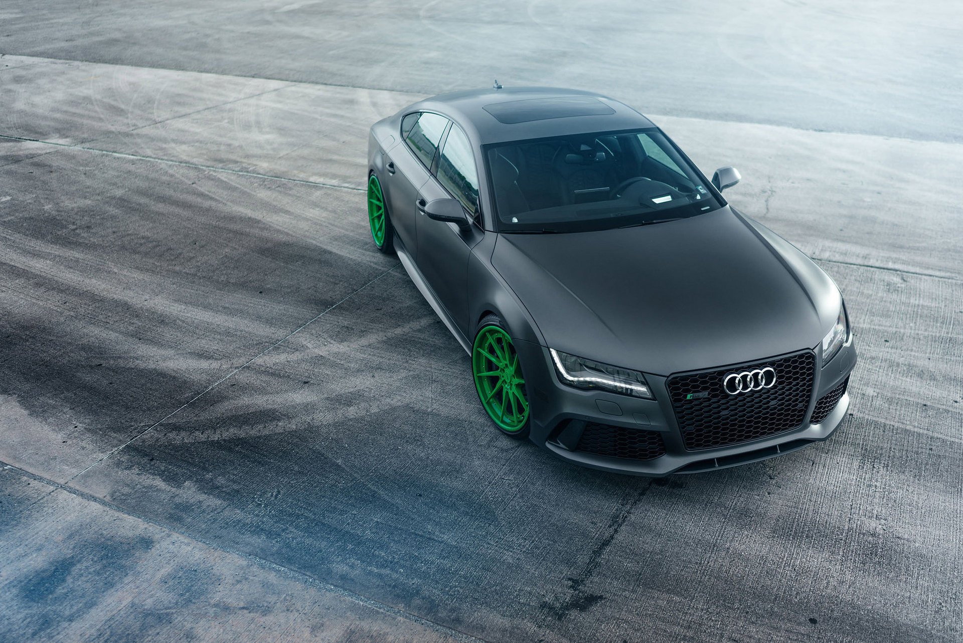 Tuned Audi on the background of gray asphalt