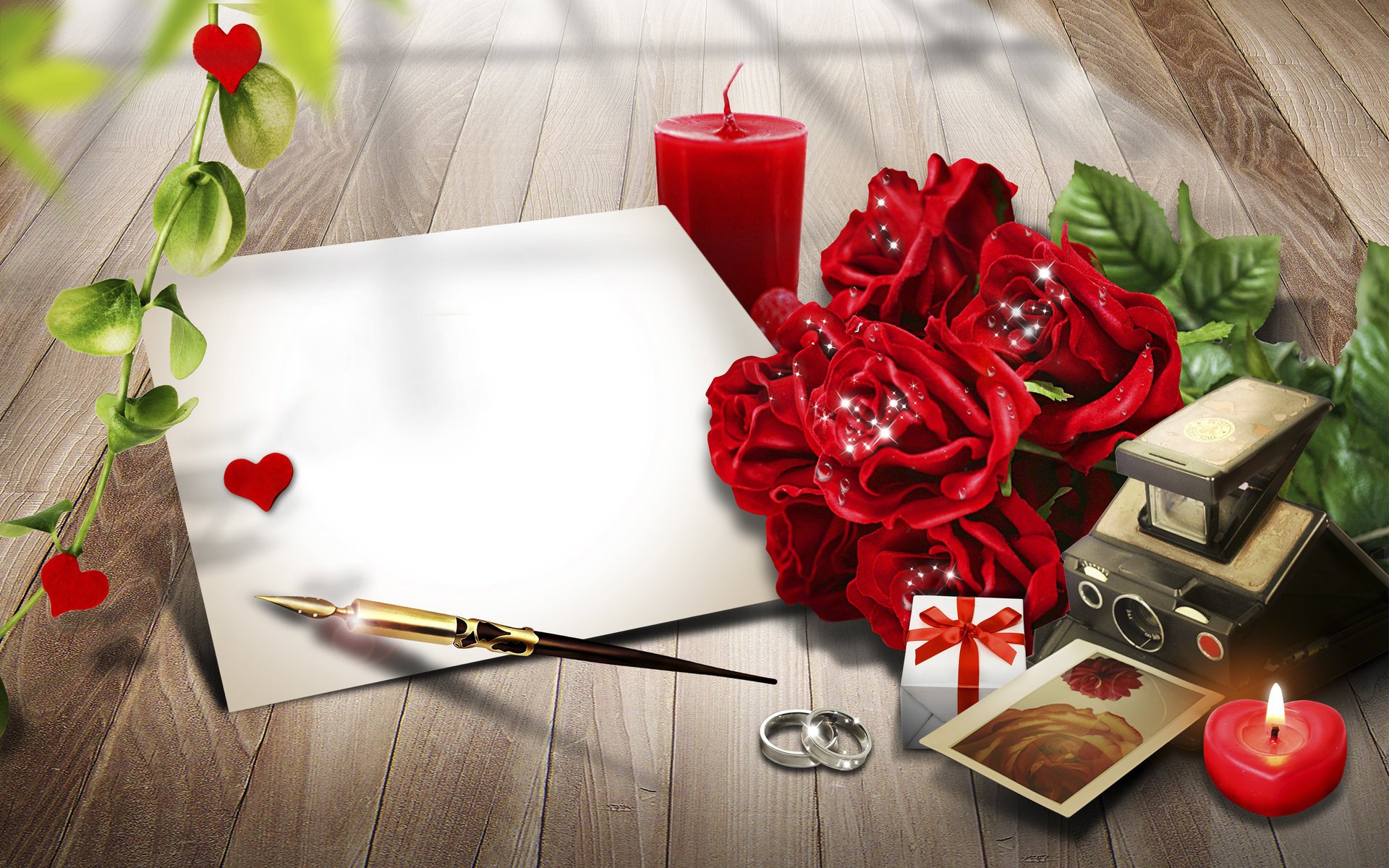 A romantic letter inspired by pictures and flowers