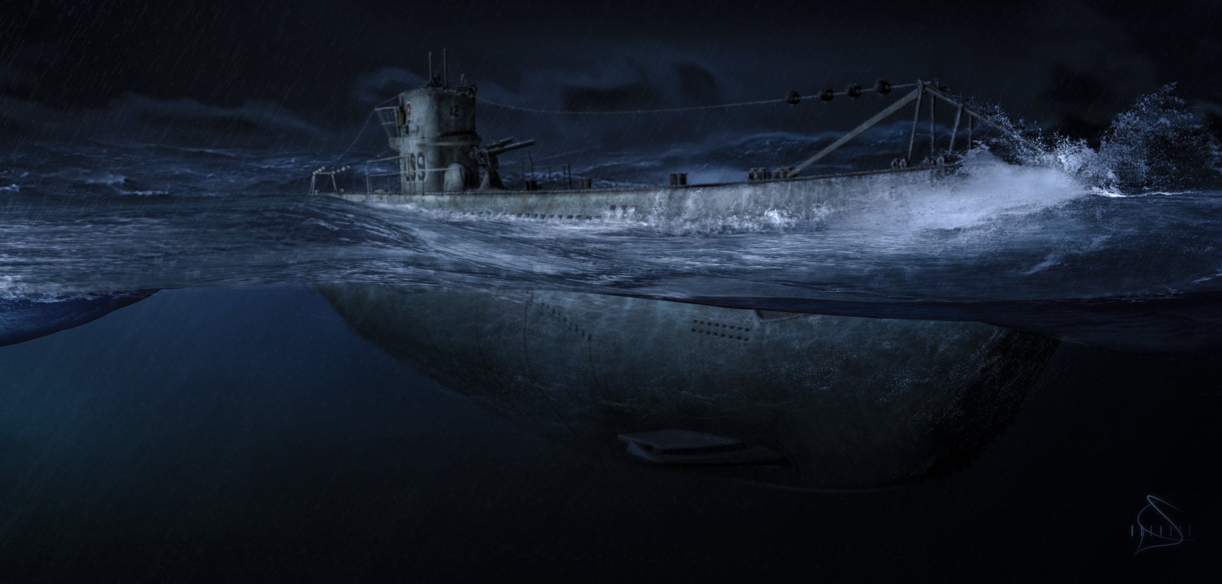 HD wallpaper art ocean night submarine u-99 one from very known and