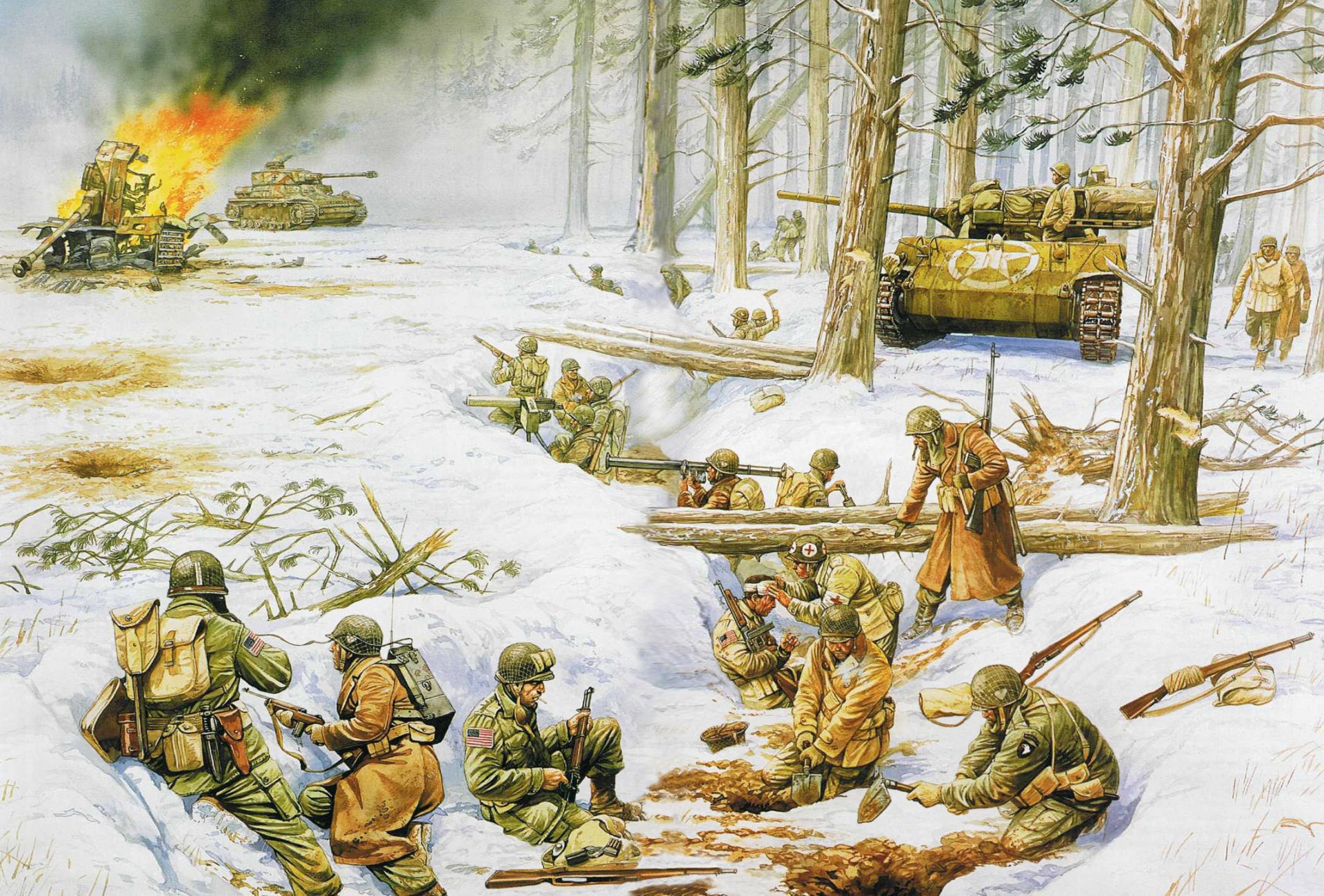 HD Wallpaper Art Men Bastonskoe Battle And Known As The Siege Bastogne ...