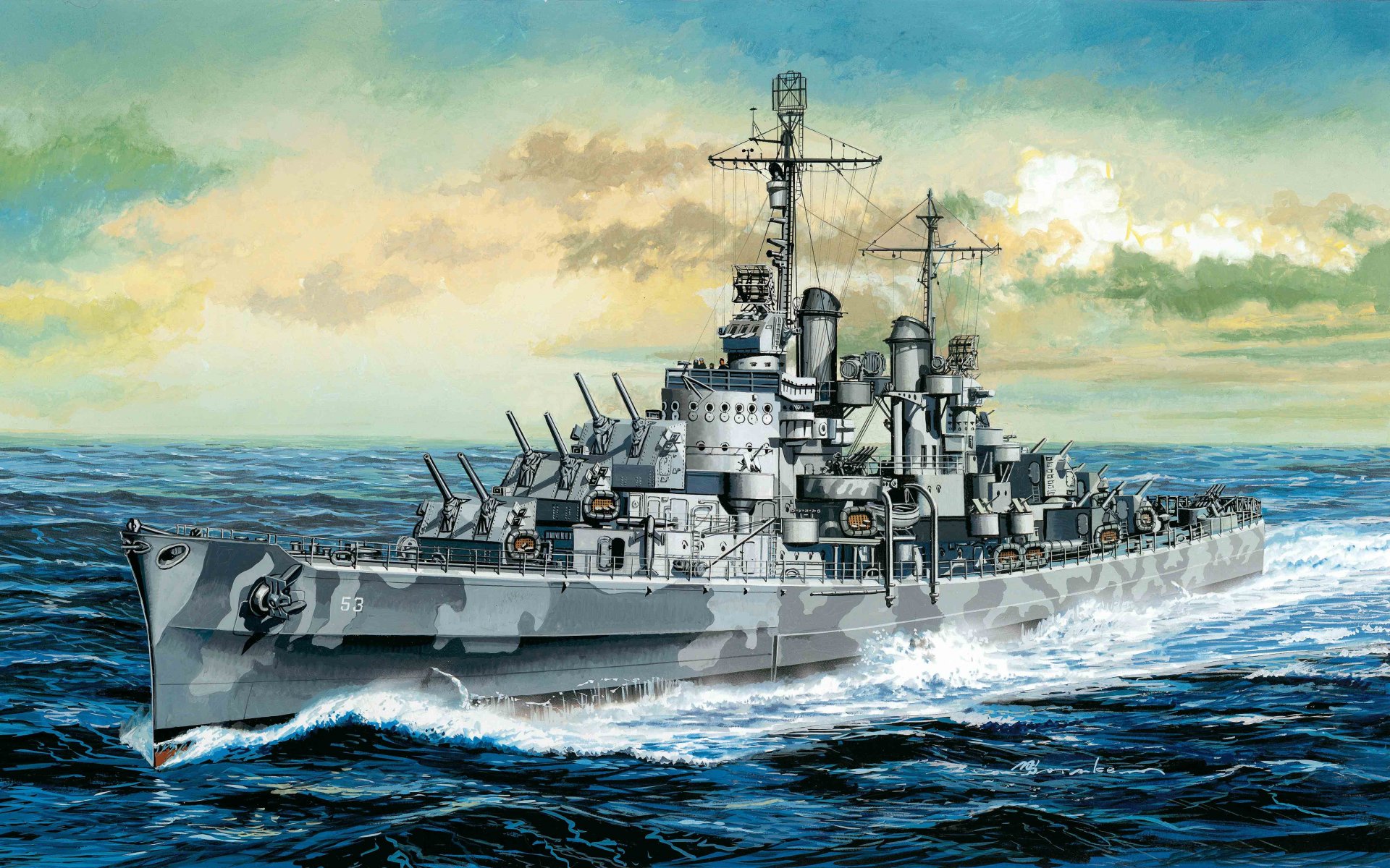 HD wallpaper art navy ship lightweight cruiser type atlanta san diego ...