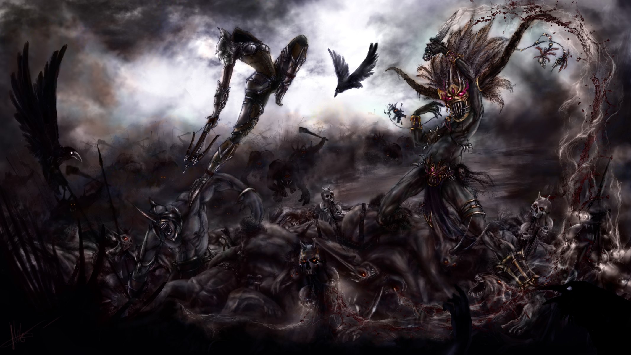 diablo 3 art hunter demon sorcerer battle daemons raven