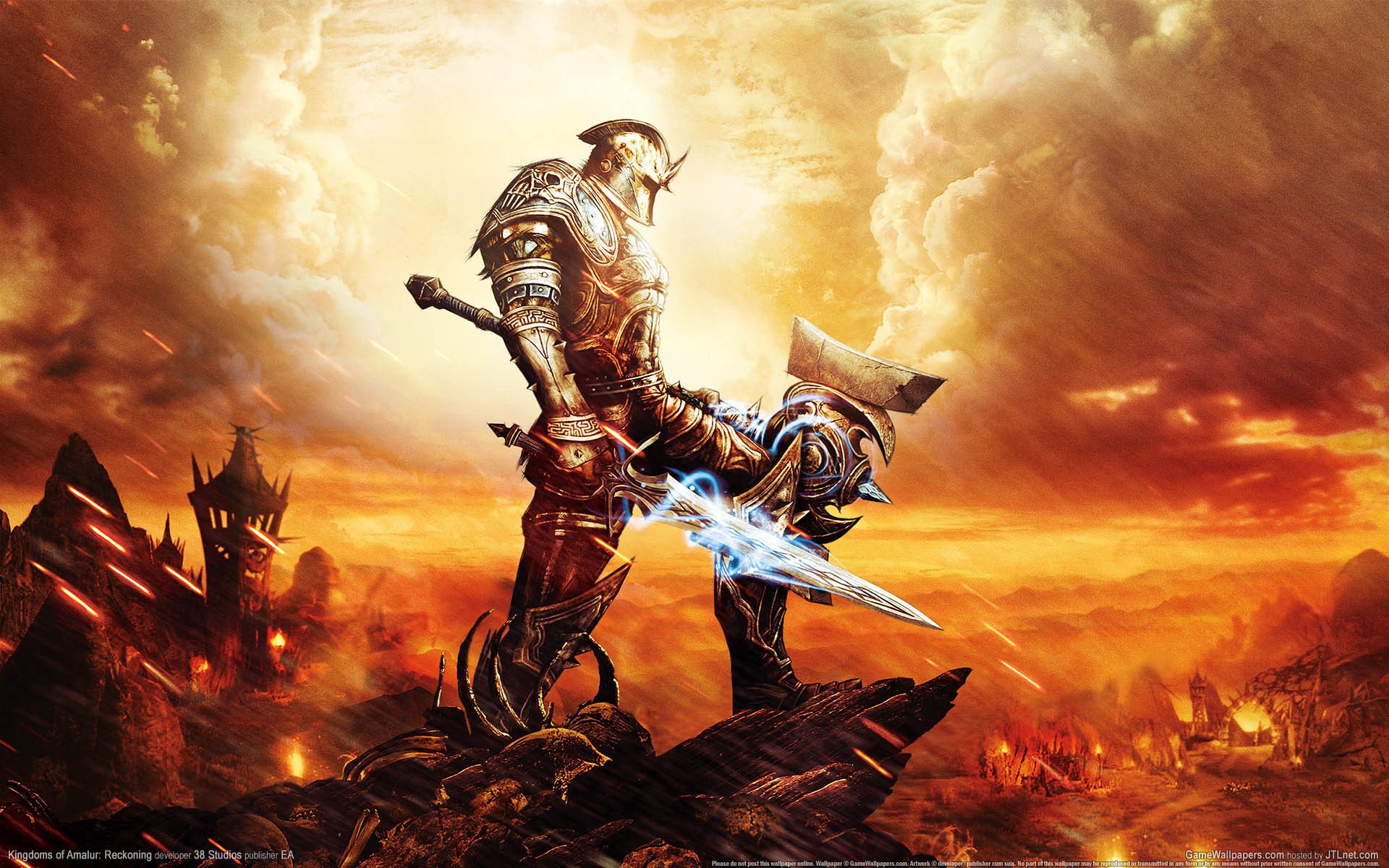 HD wallpaper kingdoms of amalur reckoning warrior fire weapon sword