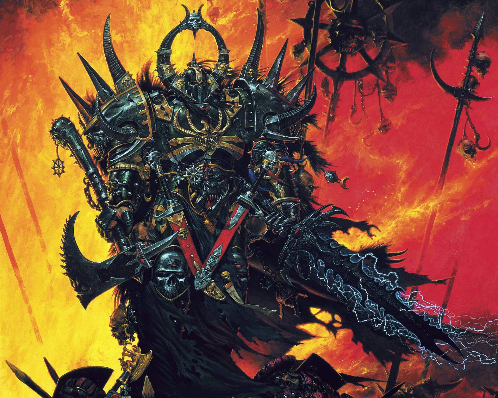Hd Wallpaper Warhammer Fantasy Battles Champion Khorne Warrior Chaos Armour Sword Axe Corpses 9472