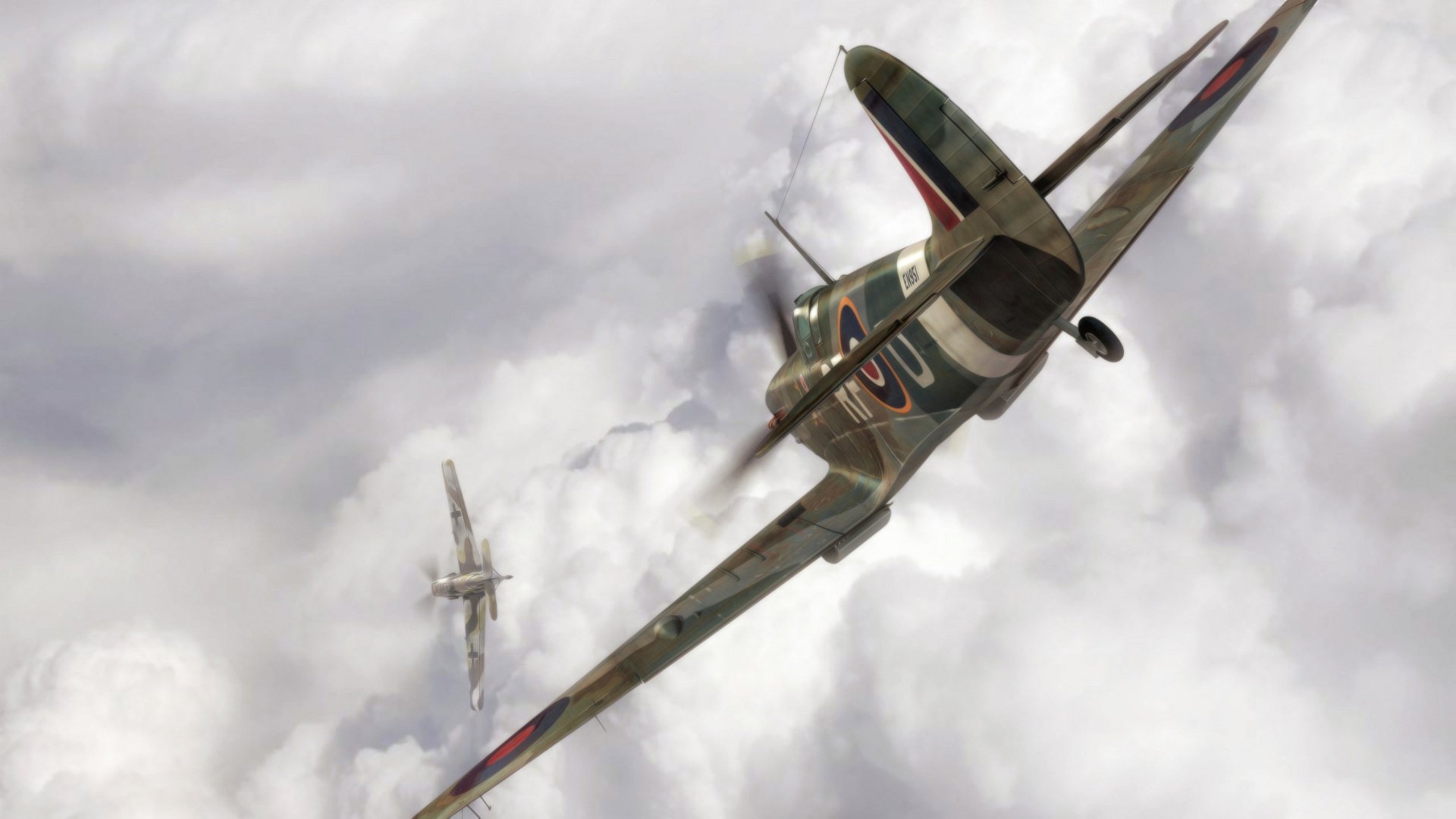 Hd Wallpaper Dogfight Spitfire Bf 109 Aviation War Ww2 Artwork Aircraft
