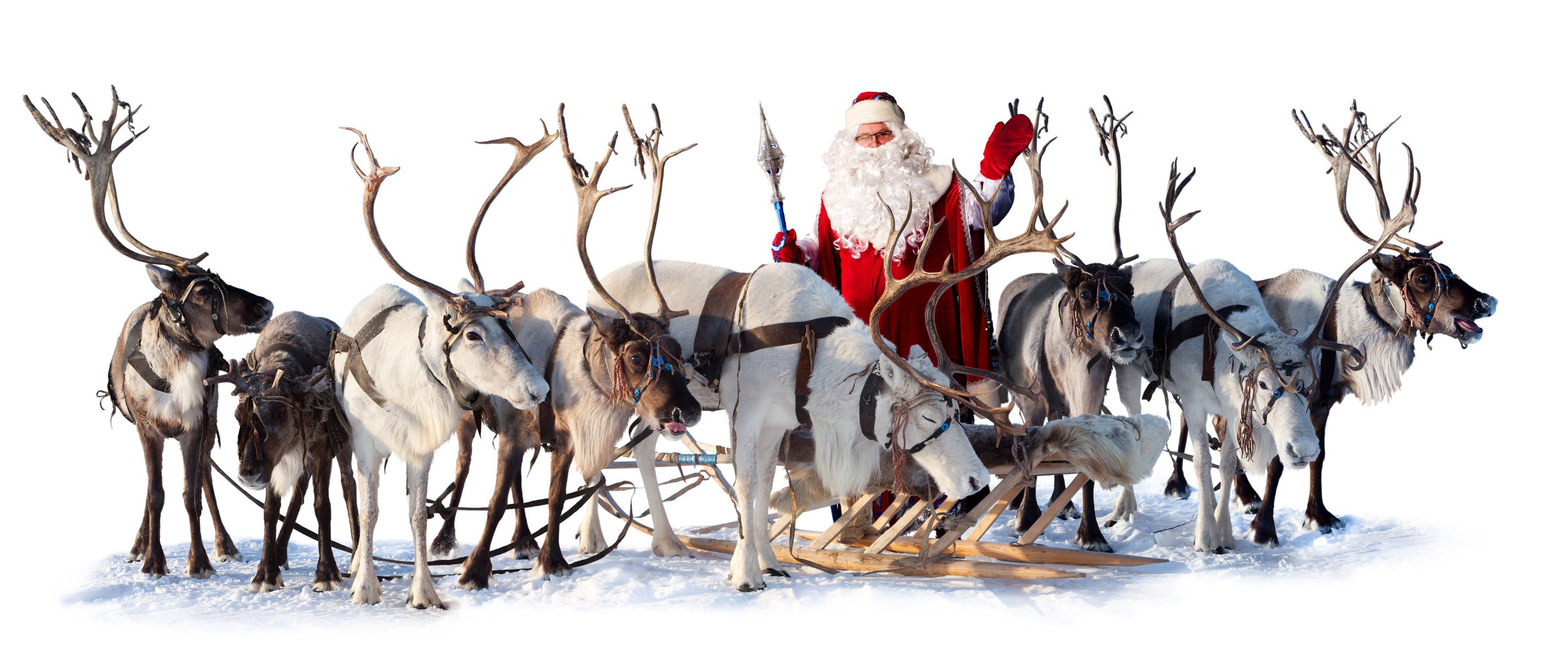 HD wallpaper father christmas reindeer sledge