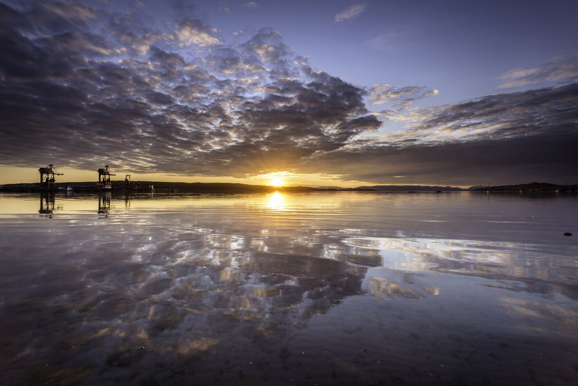 fairlie scotland ayrshire sunset symmetry reflection beach