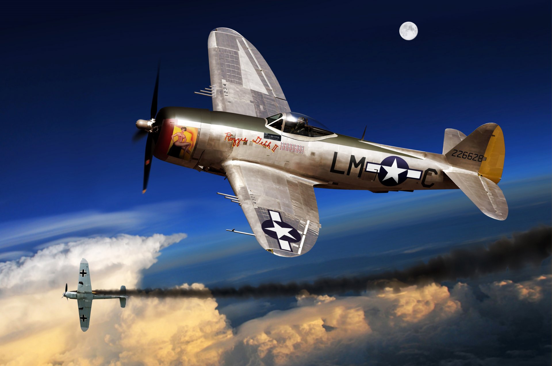 Free Wallpapers art plane p-47 d thunderbolt fighter bomber battle to