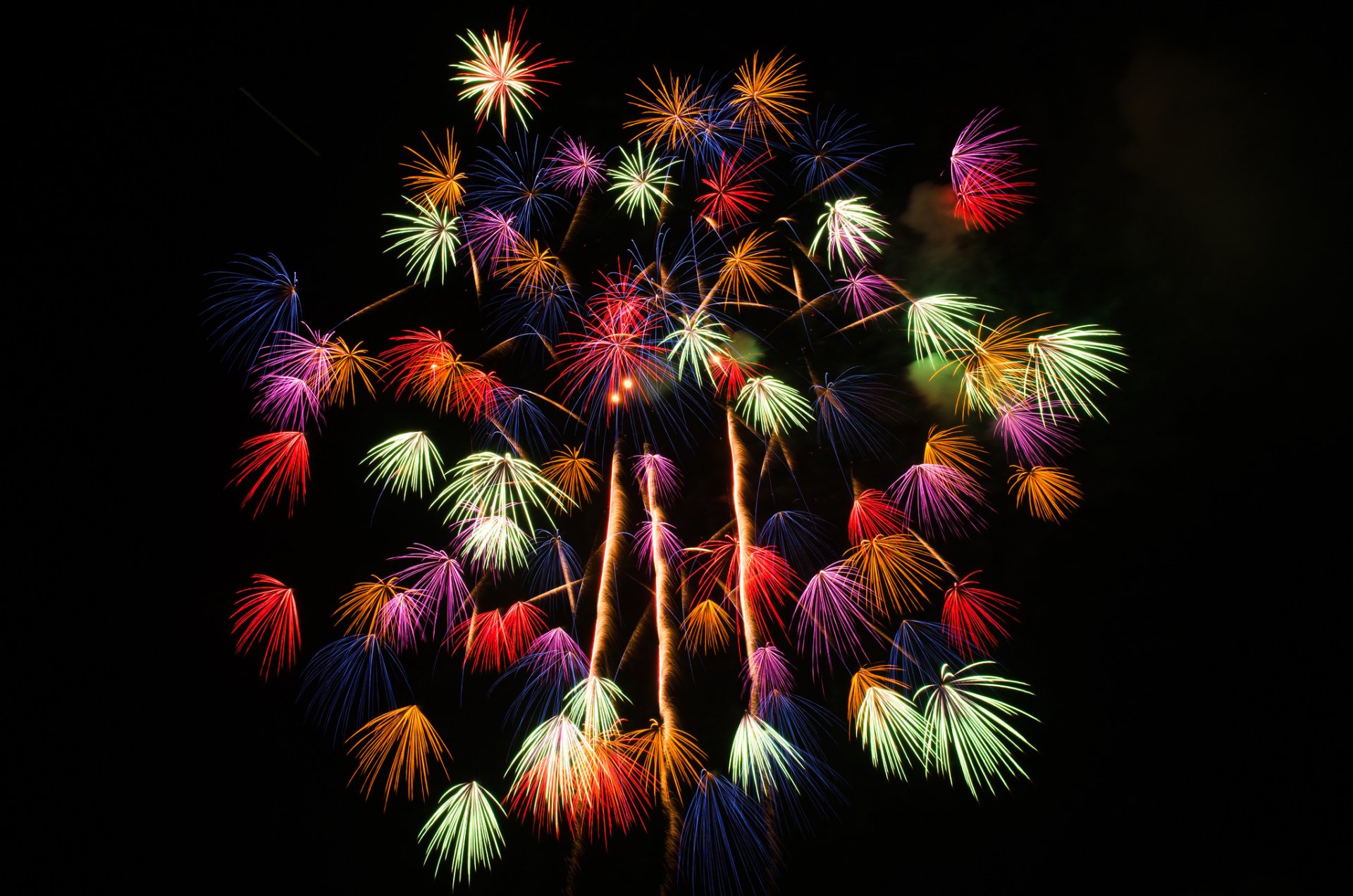 salute fireworks sky lights night