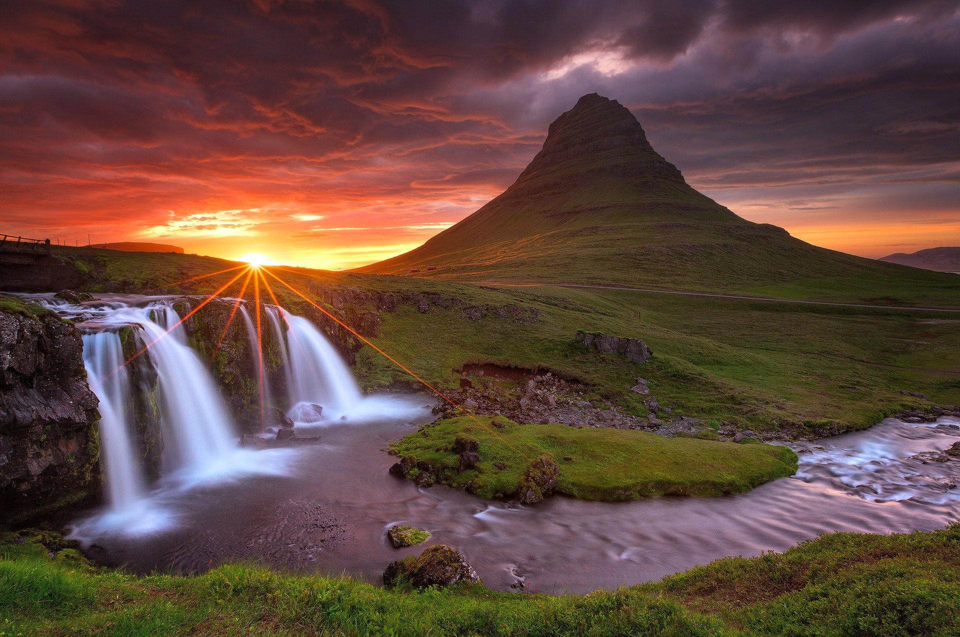 Hd Wallpaper Iceland Kirkjufell Mountain Volcano Rock Waterfall Night