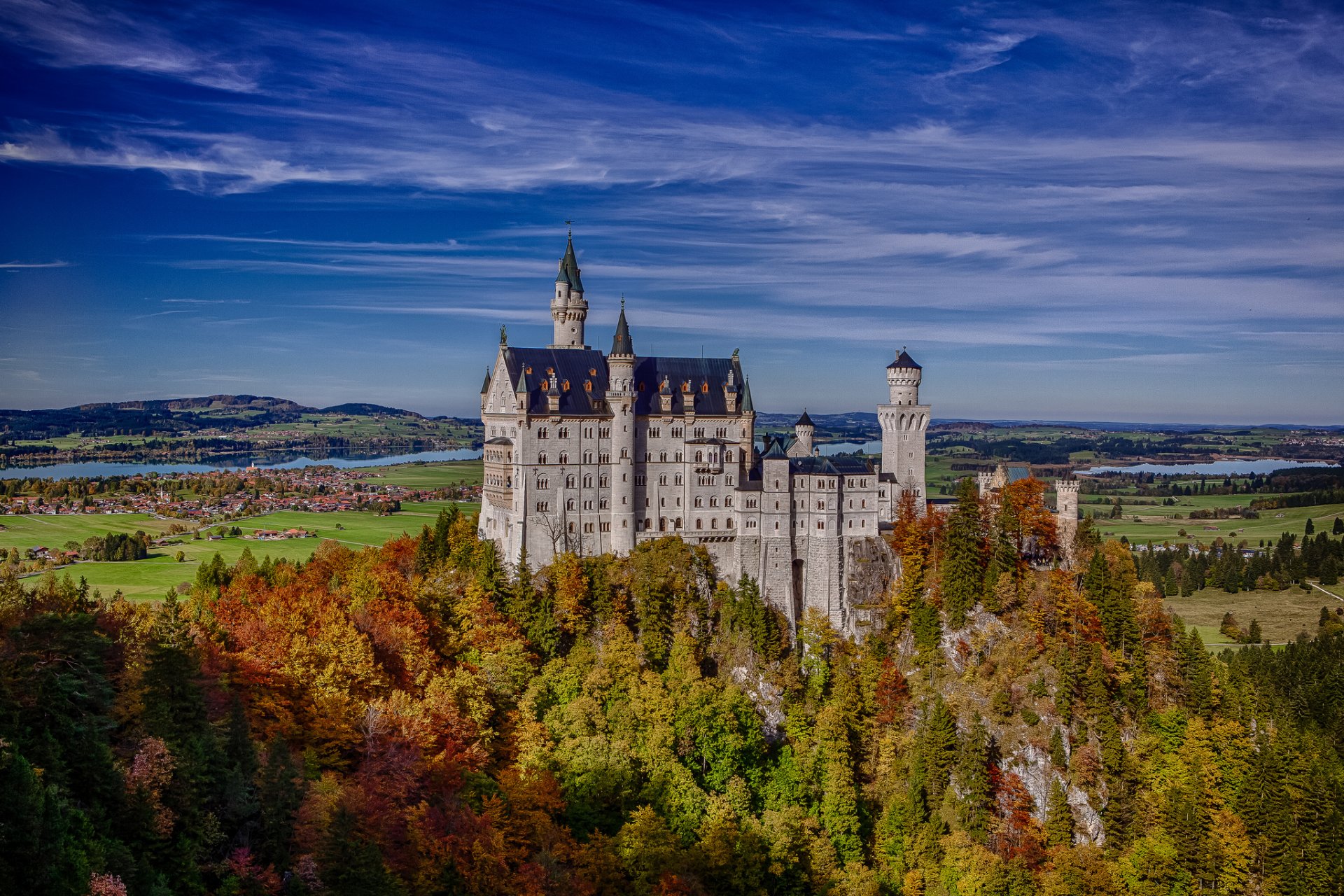 Castle h. Замок Нойшванштайн. 1920х1080 Бавария. Обои Германия.