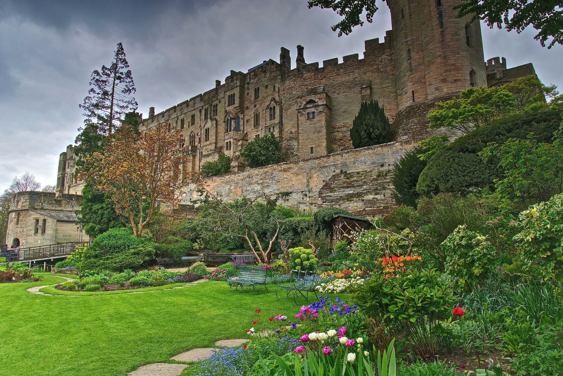 HD wallpaper warwick castle warwickshire england sky clouds park tree