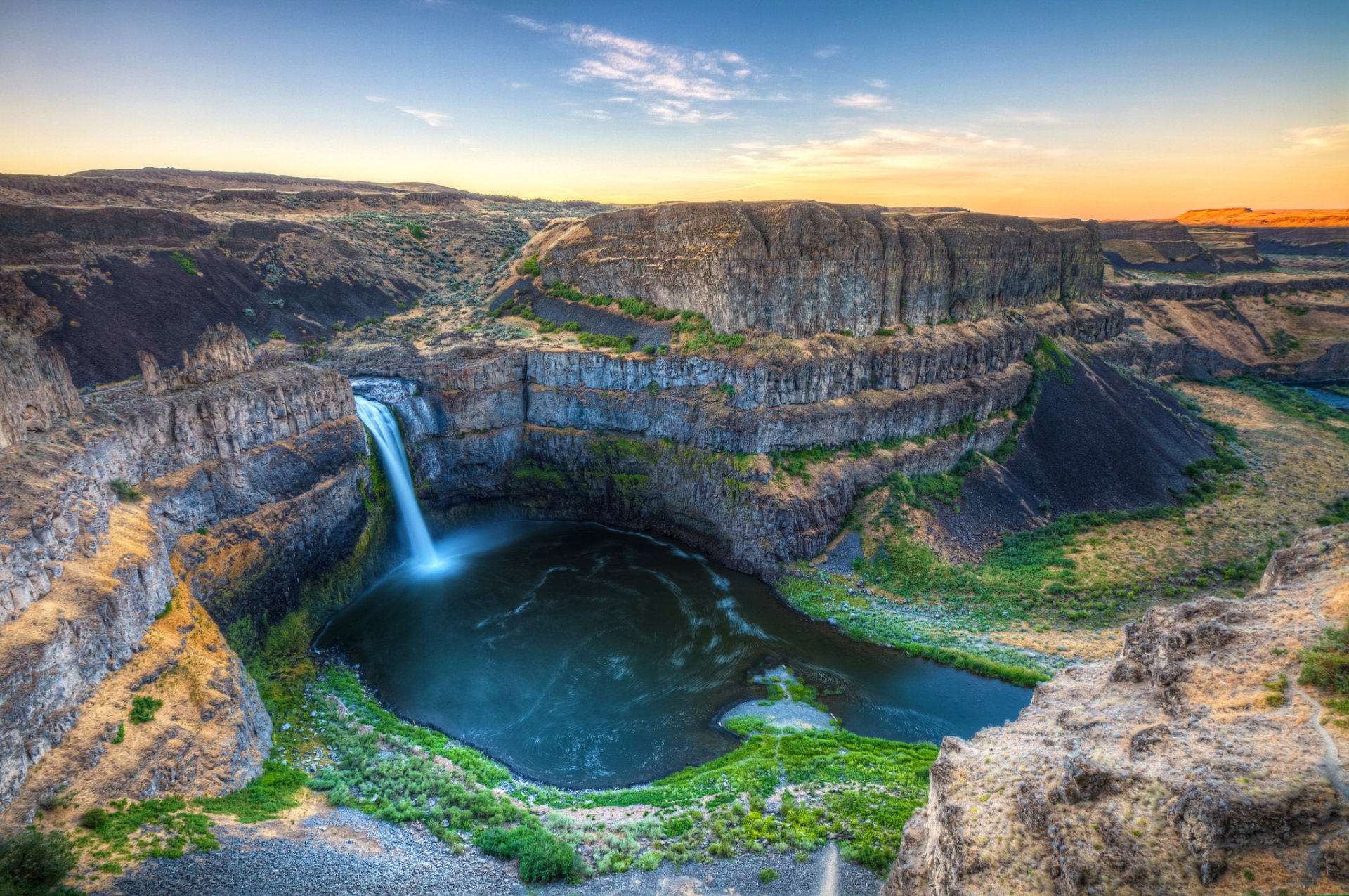 HD wallpaper washington usa palouse falls waterfall canyon rock river views landscape