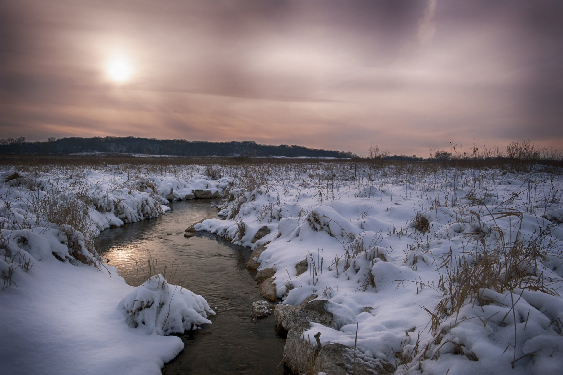 the field forest river snow winter